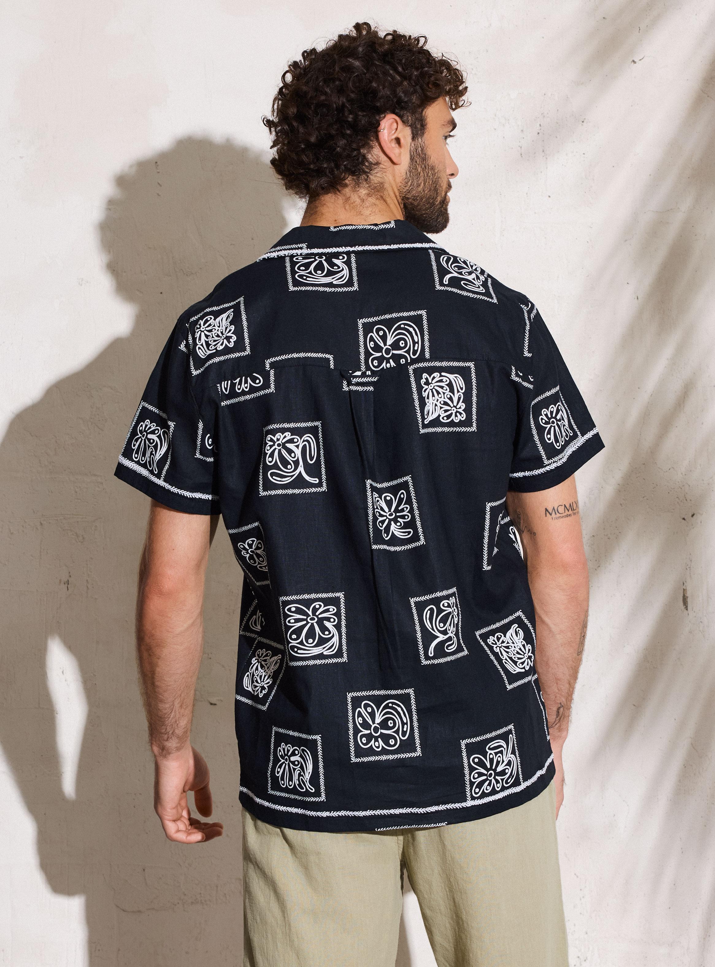 Camisa  Cuello Cubano Full Print-1