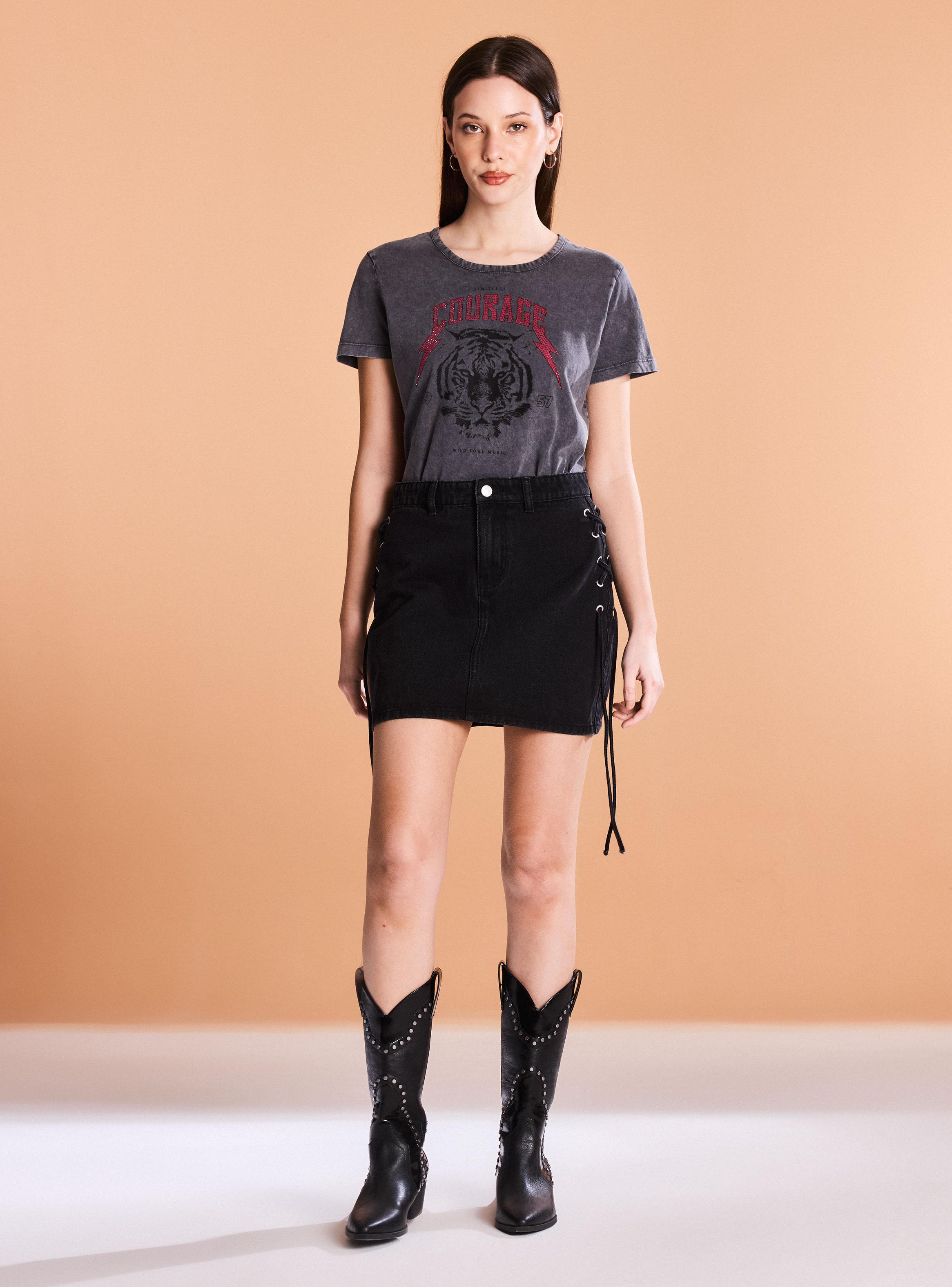 Falda Mini Lace Up con Ojetillos-4