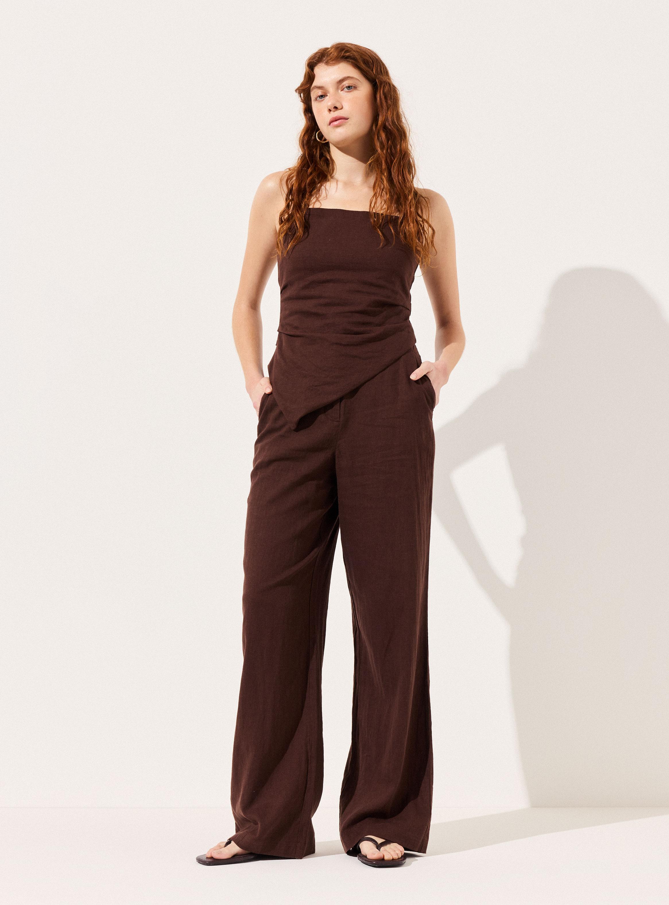 Pantalón Traje Pierna Recta y Cintura Alta-4