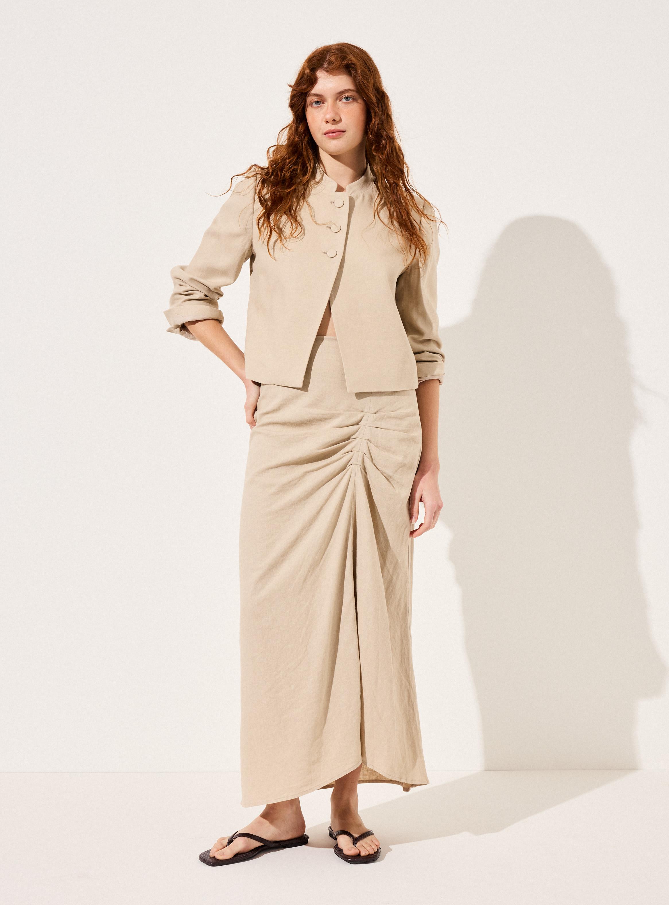 Falda Midi con Fruncido Colaboración Alaniz x Alos-4