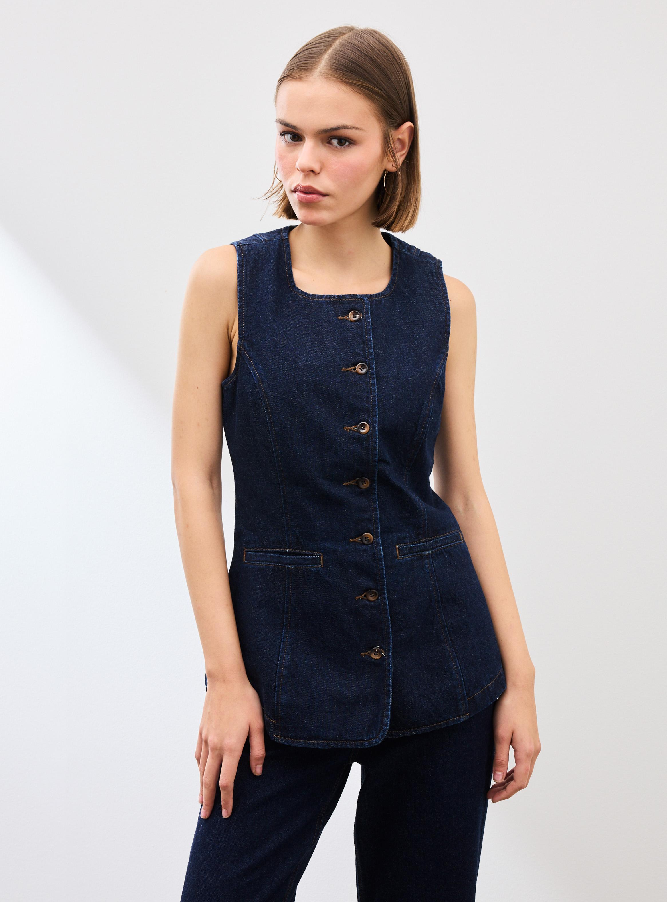 Blazer Vest Largo sin Mangas-0