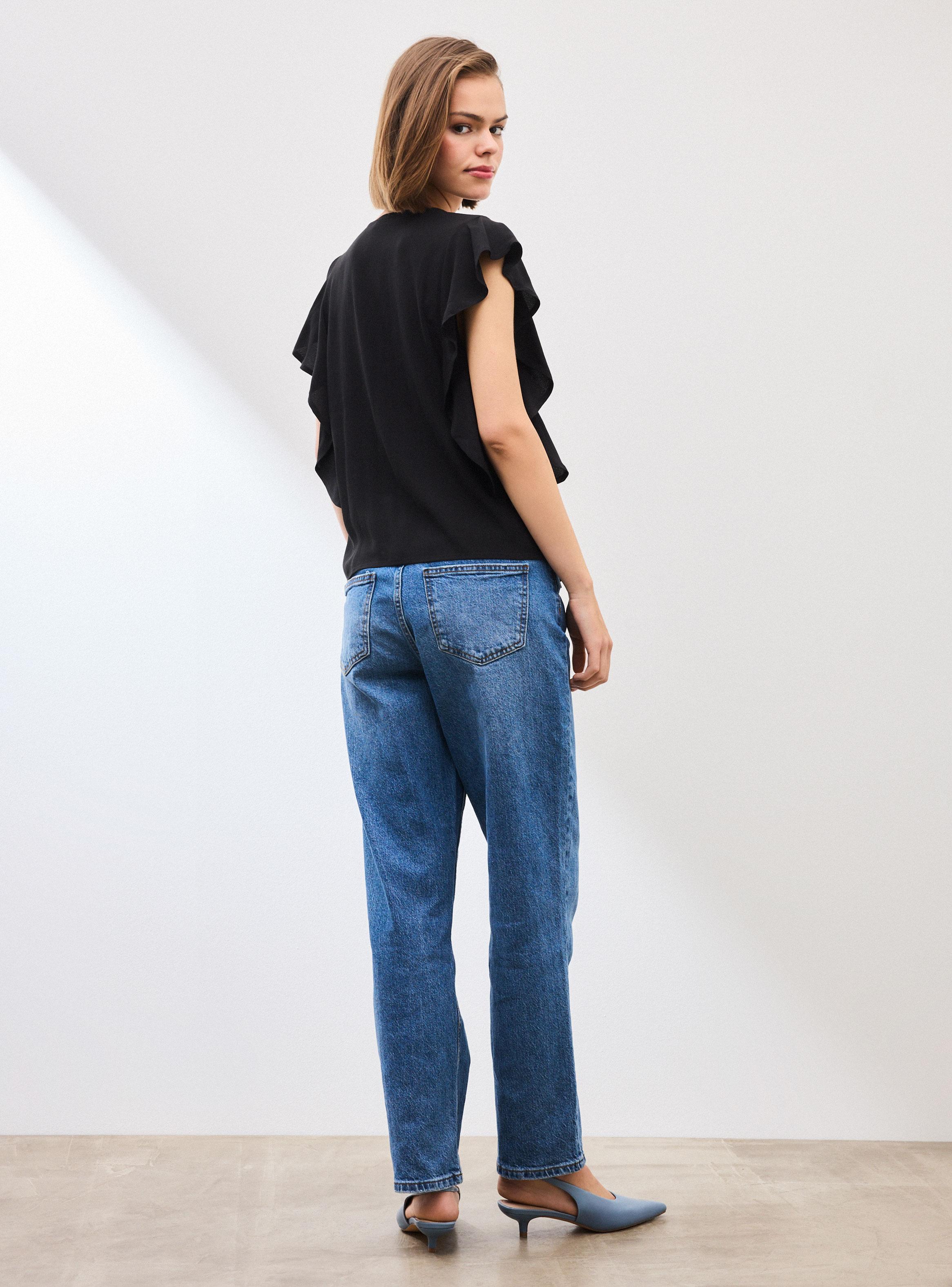 Blusa Fluida Escote V Mangas Vuelo-5