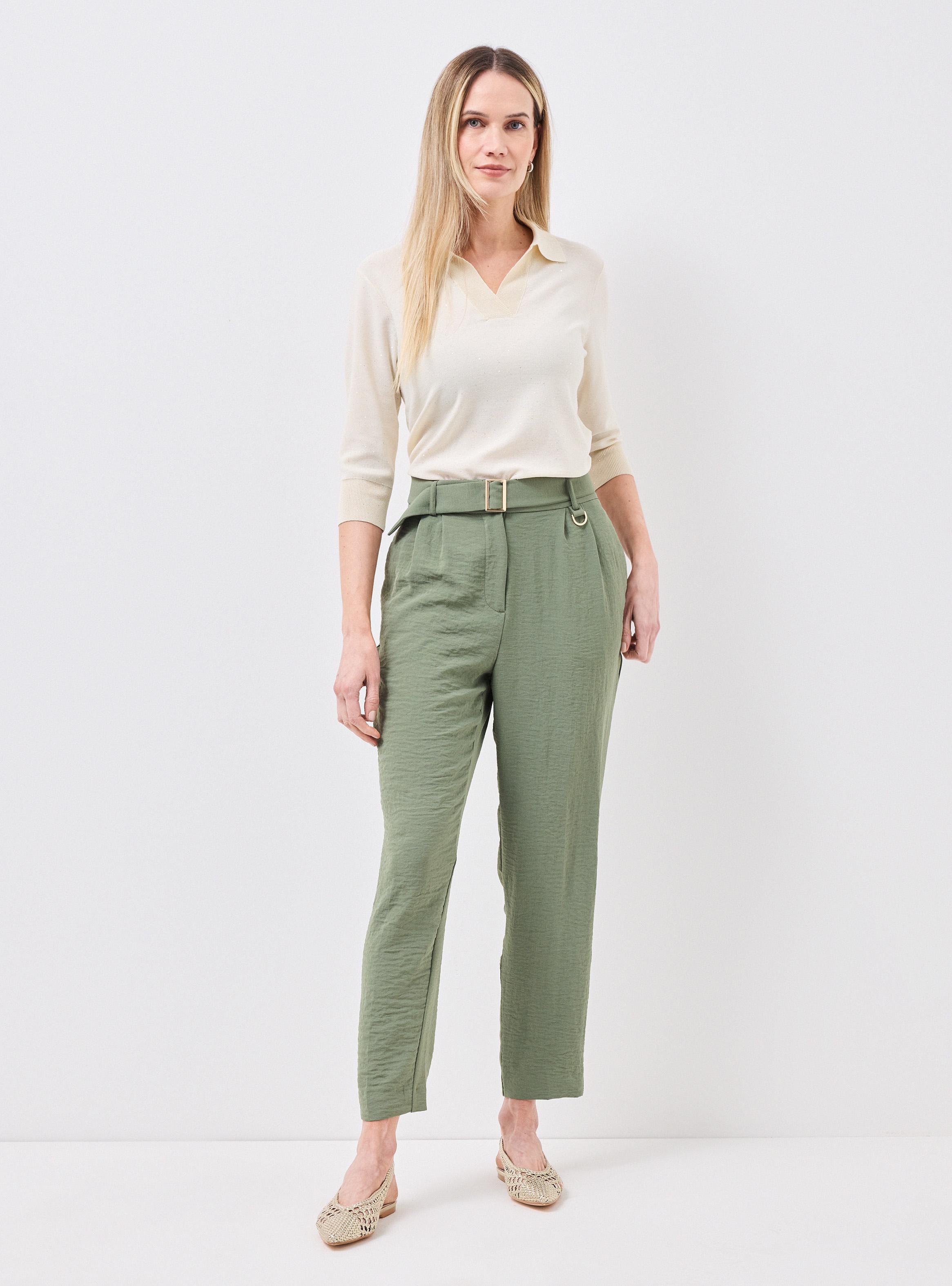 Pantalón con Cinturón de Tela-4