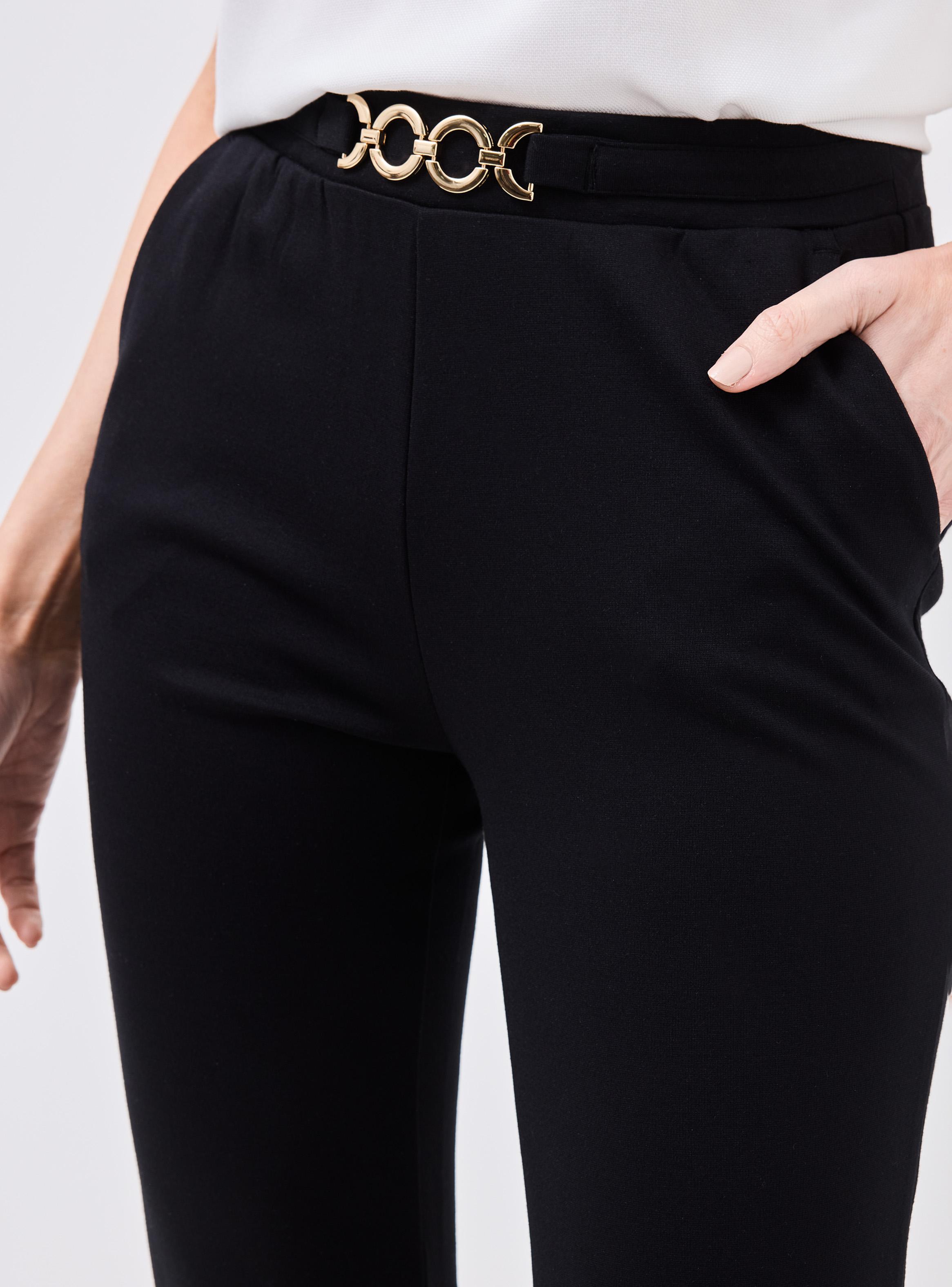 Pantalón de Punto con Hebilla Decorativa en Pretina-2