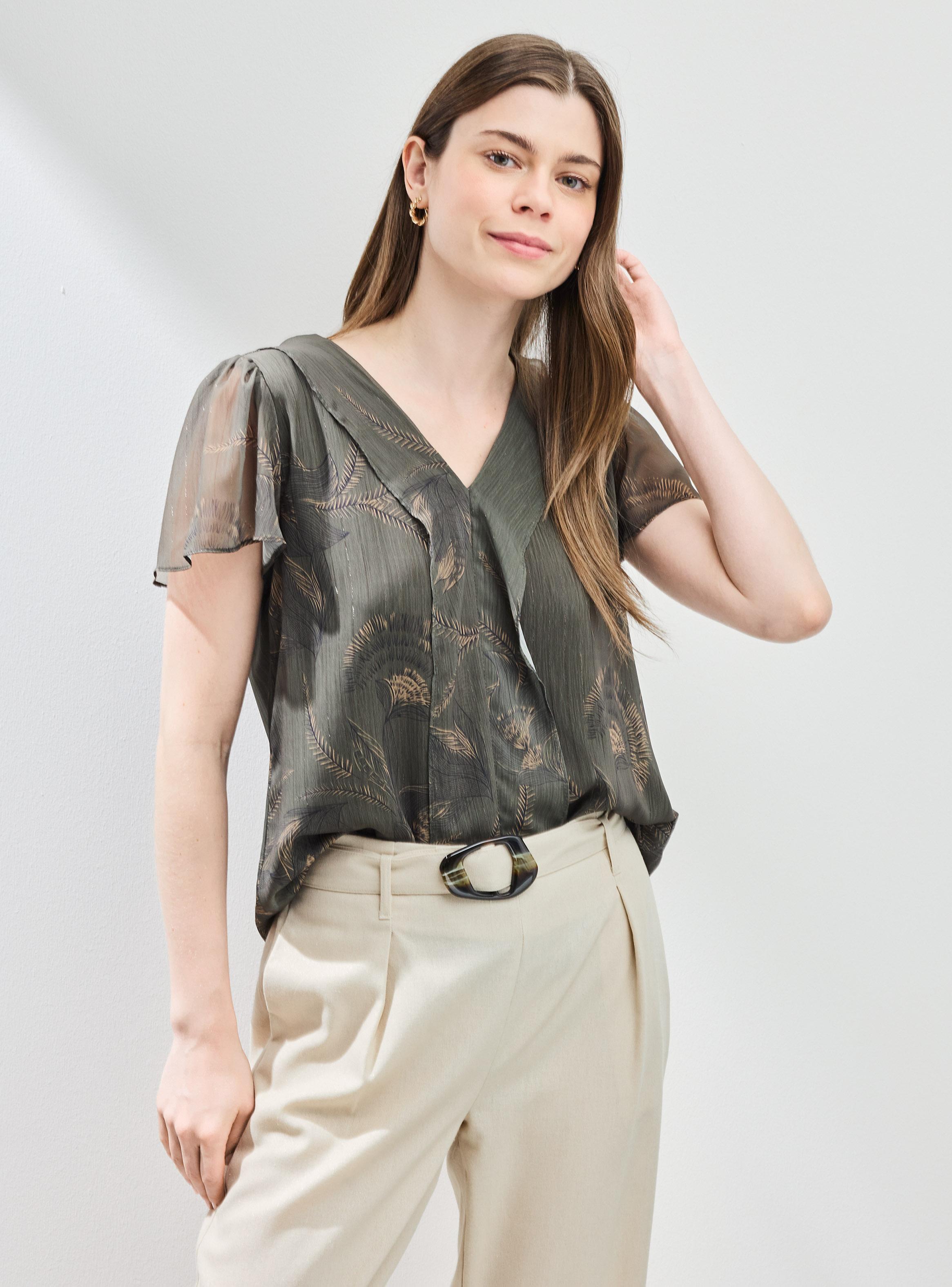 Blusa de Gasa con Lurex Estampada-0