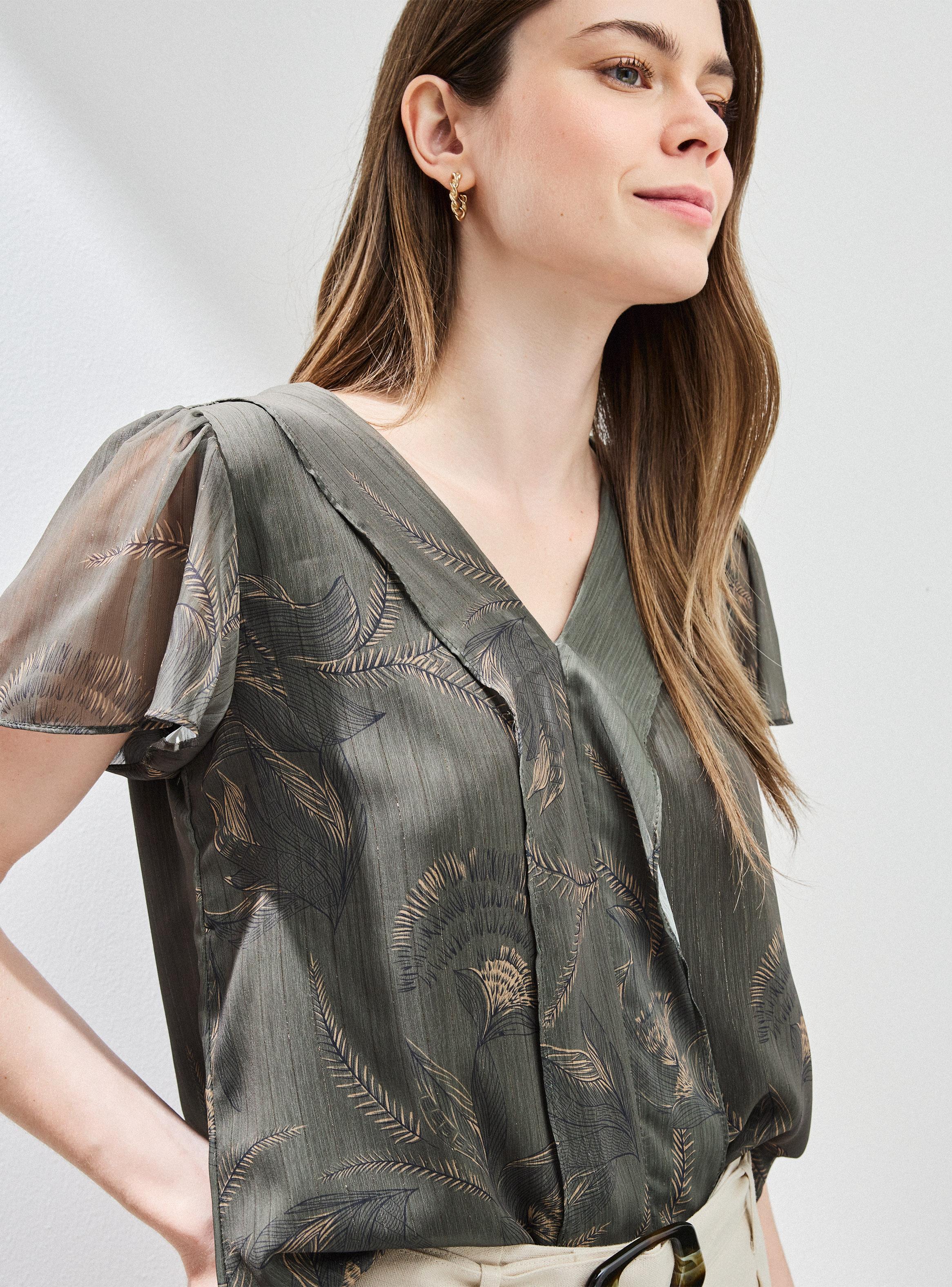 Blusa de Gasa con Lurex Estampada-2