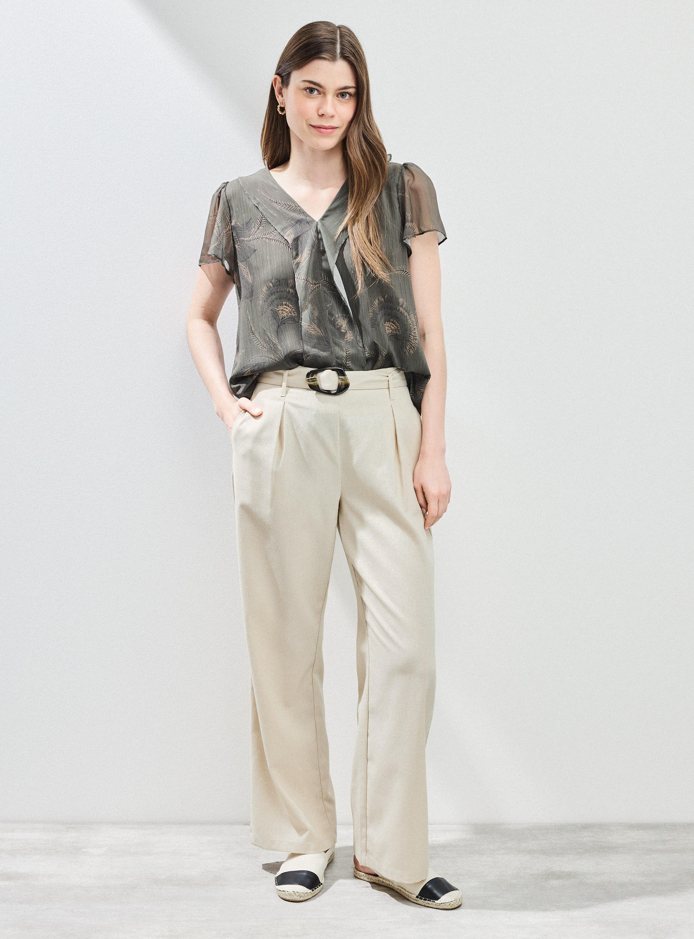 Blusa de Gasa con Lurex Estampada-4