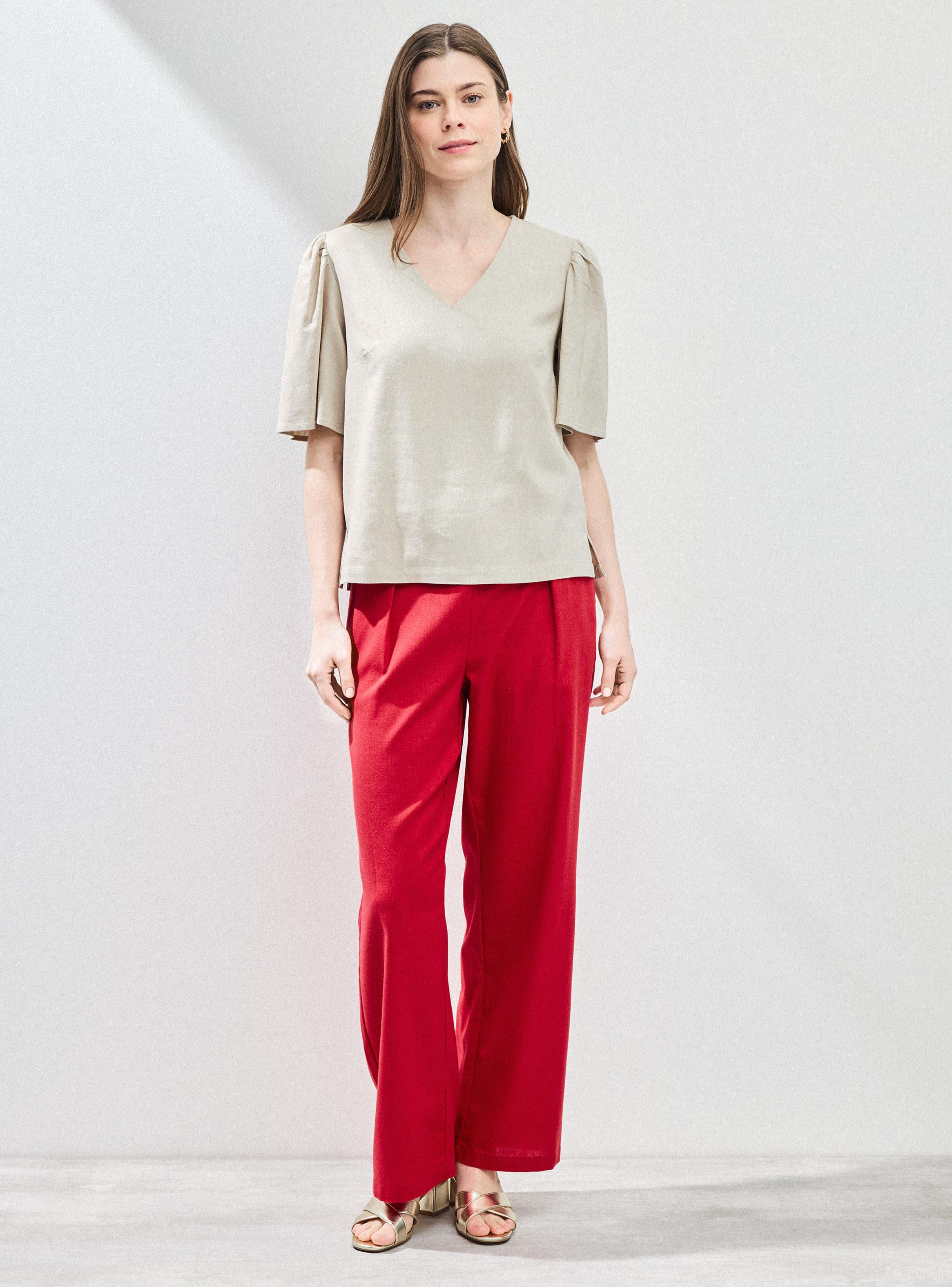 Blusa con Lino y Detalle Metalizado en Tela-4