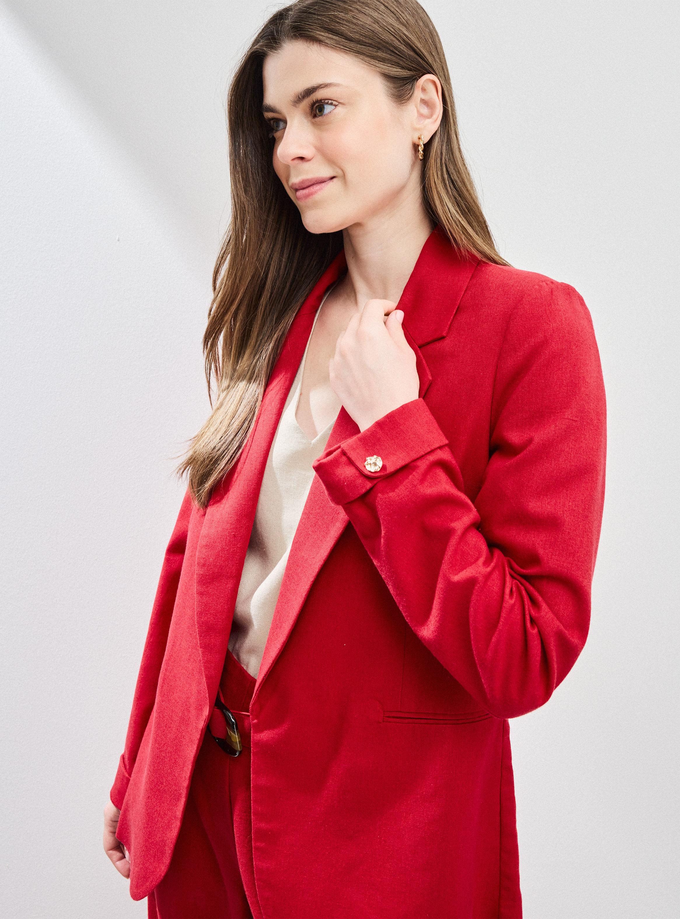 Blazer con Lino y Pasador en Mangas-2