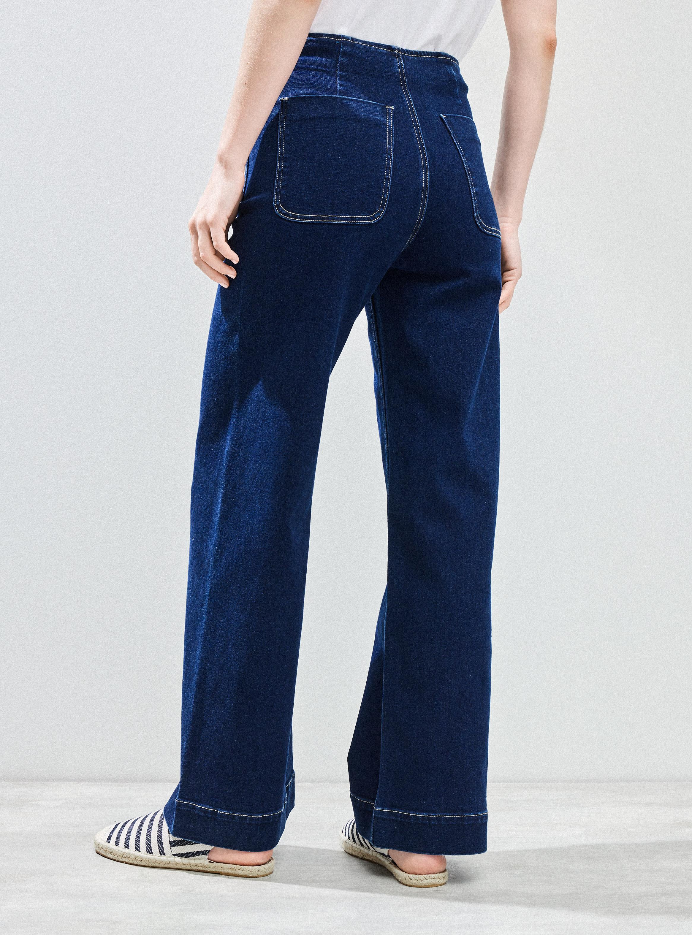 Jeans Cintura Interna y Bolsillos Frontales con Botón-1