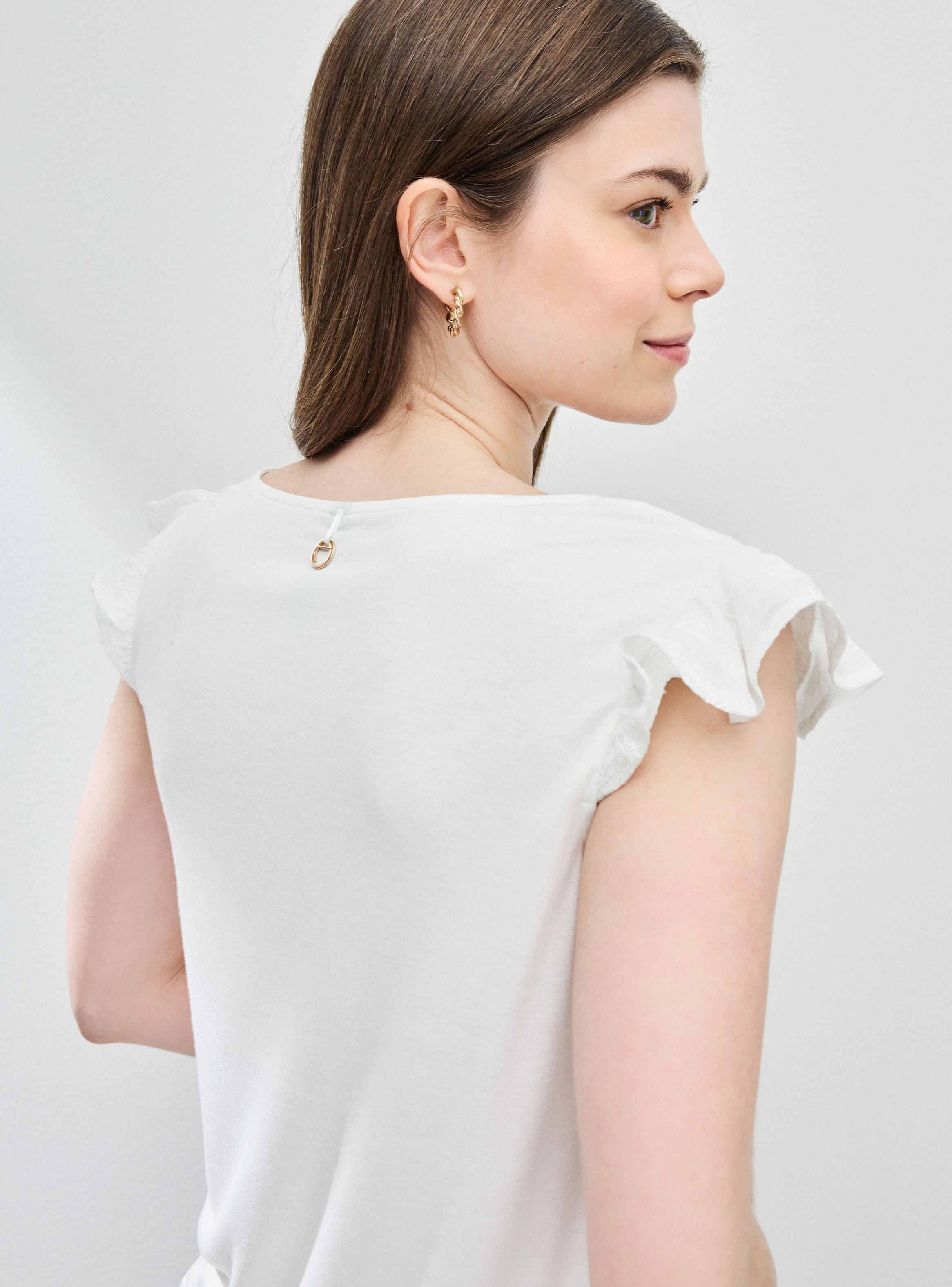 Blusa Mezcla de Telas y Delantero con Textura de Flores-3