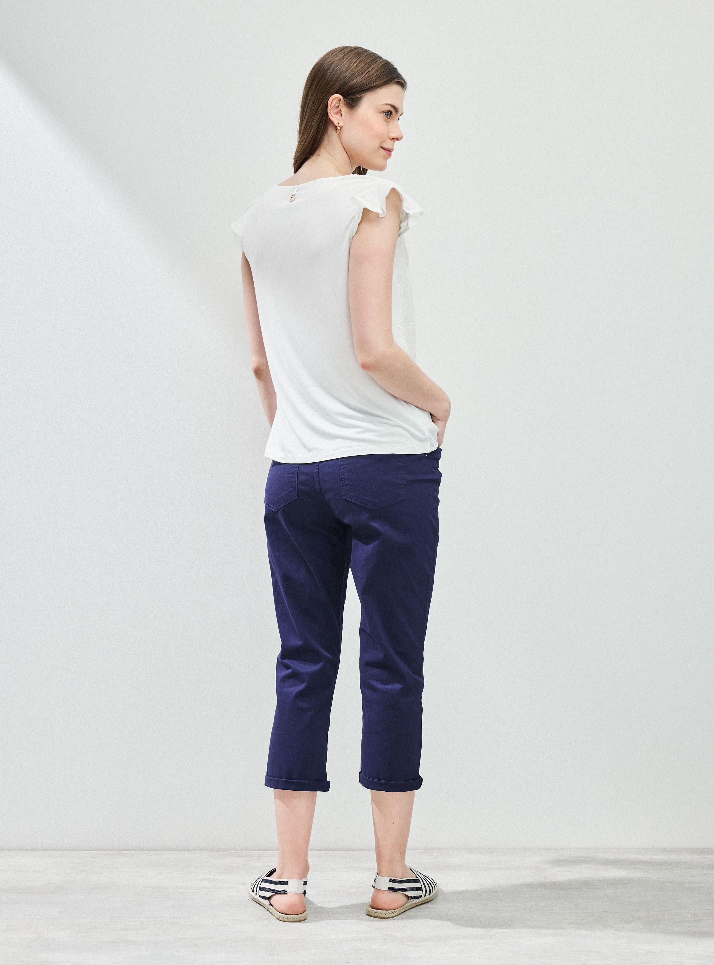 Blusa Mezcla de Telas y Delantero con Textura de Flores-5