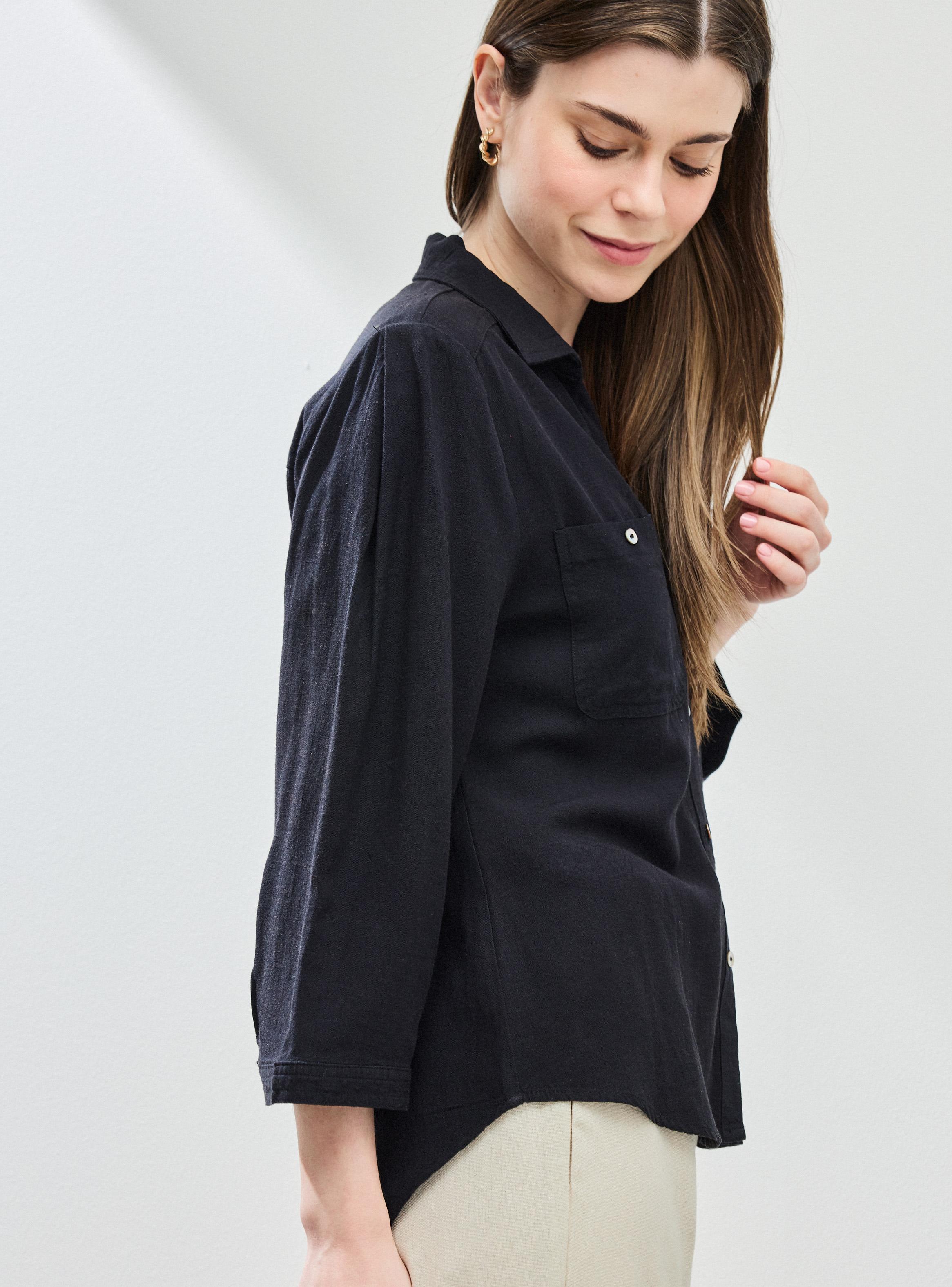Blusa Camisera con Lino-3