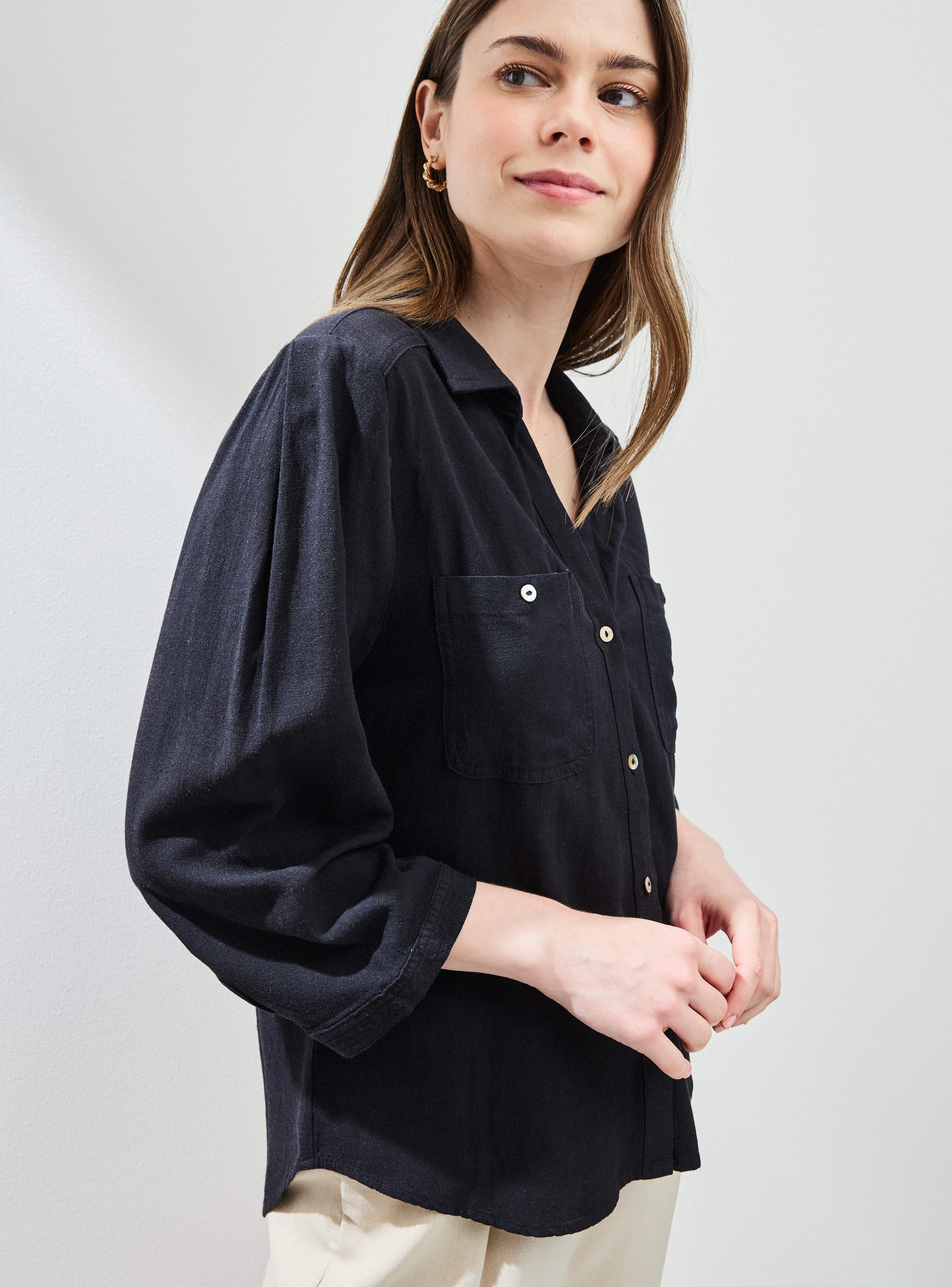 Blusa Camisera con Lino-2