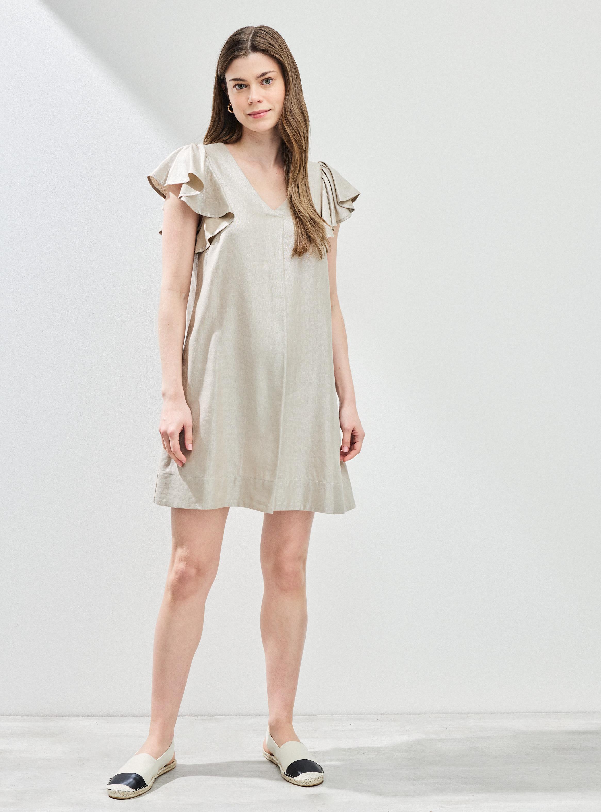 Vestido con Lino y Vuelo en Mangas-4