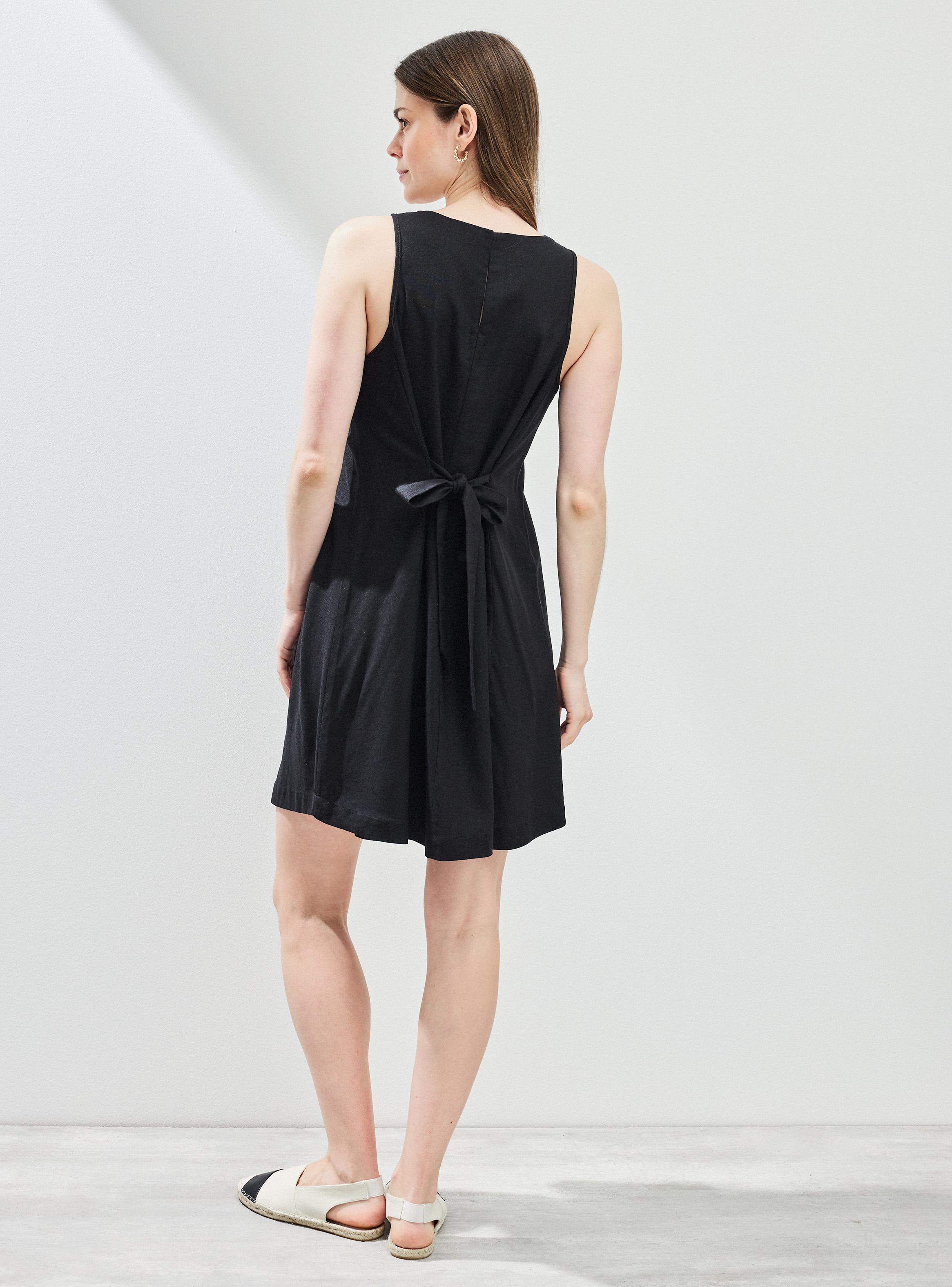 Vestido con Lino y Lazo en Espalda-5