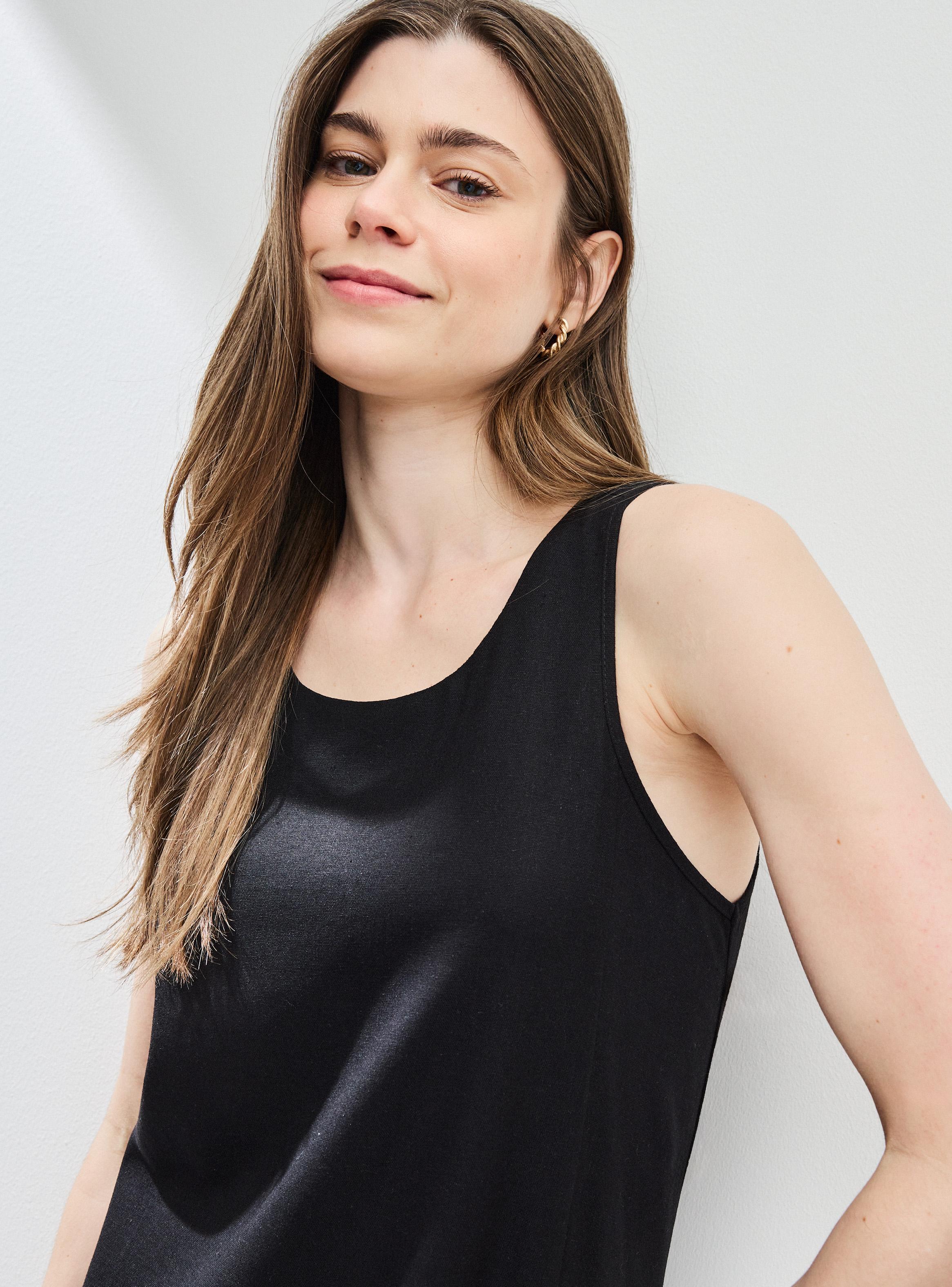 Vestido con Lino y Lazo en Espalda-2