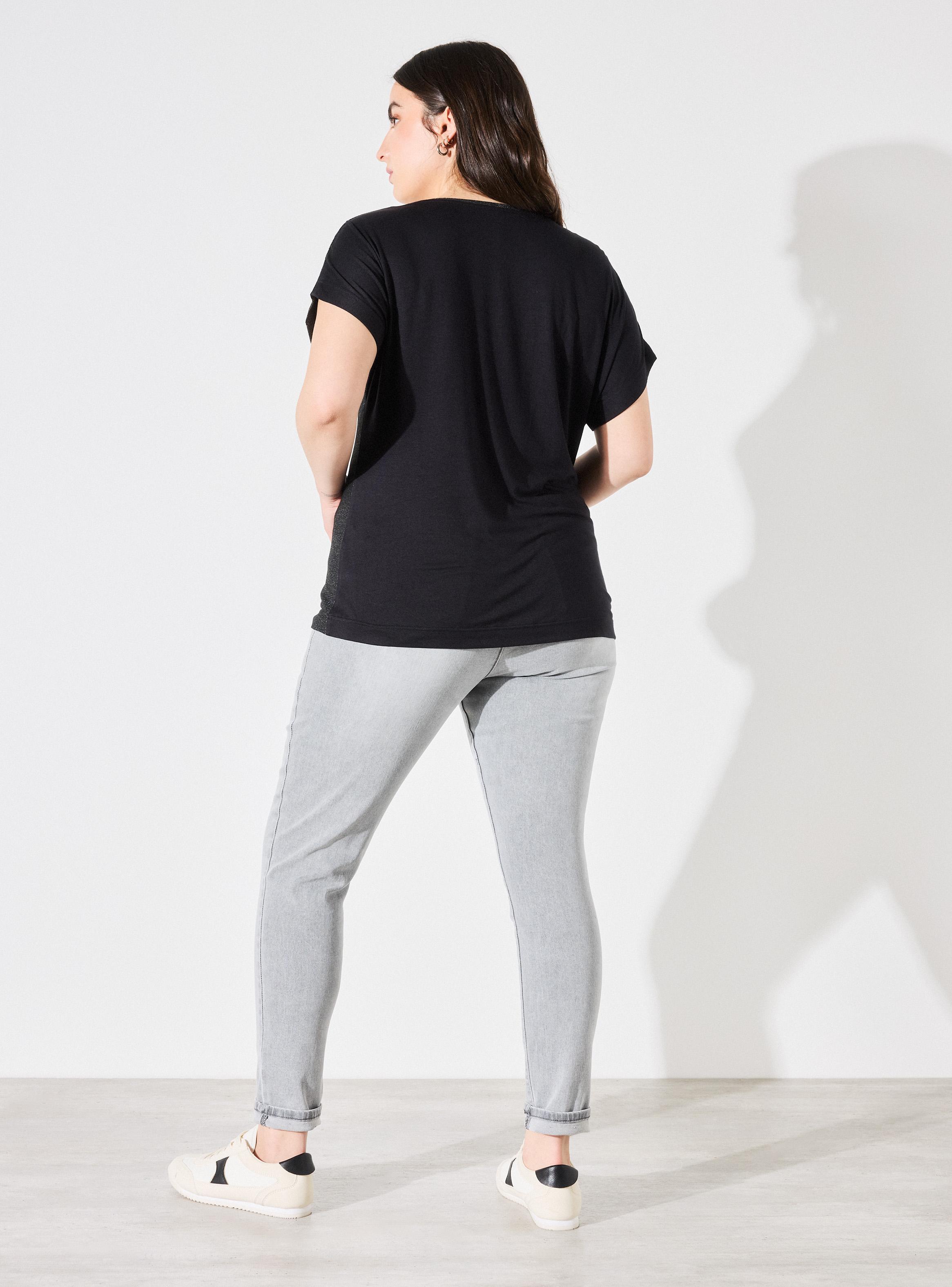 Polera Hombro Caído Mix Telas-5