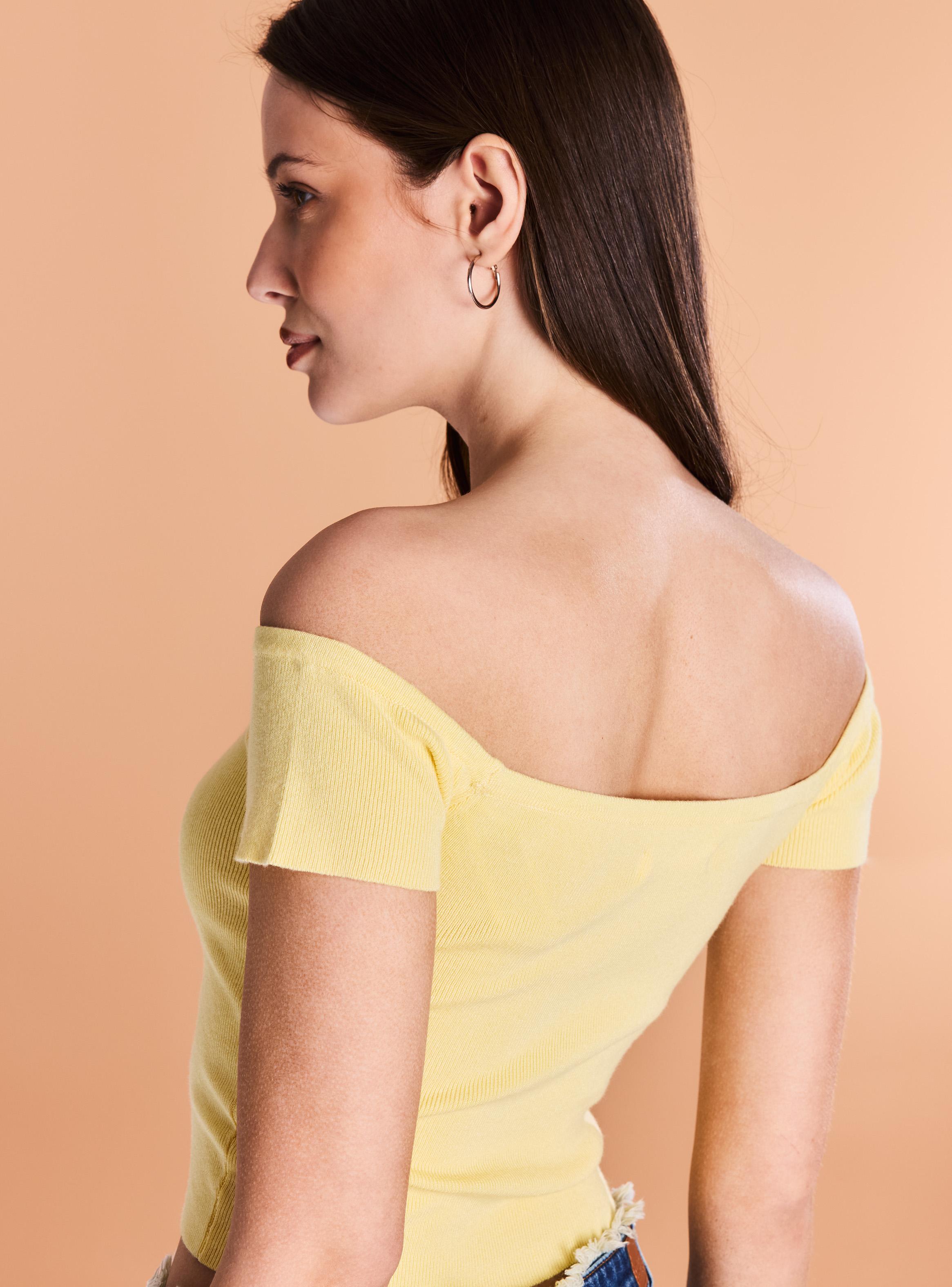 Polera Top Tejido Cuello Bardot-3