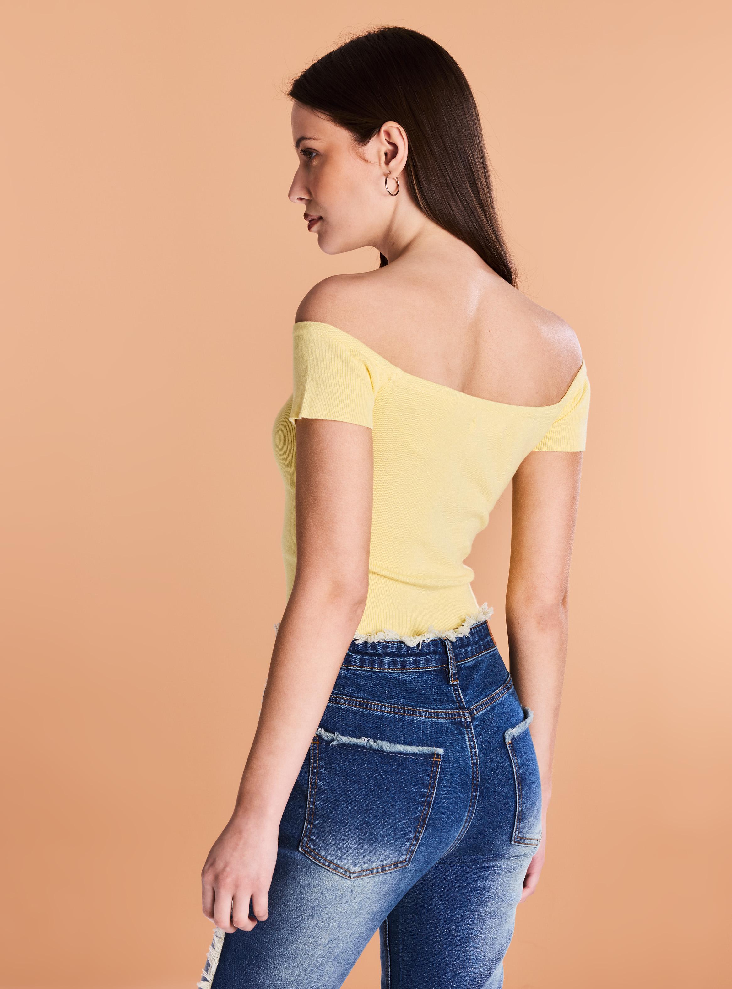 Polera Top Tejido Cuello Bardot-1