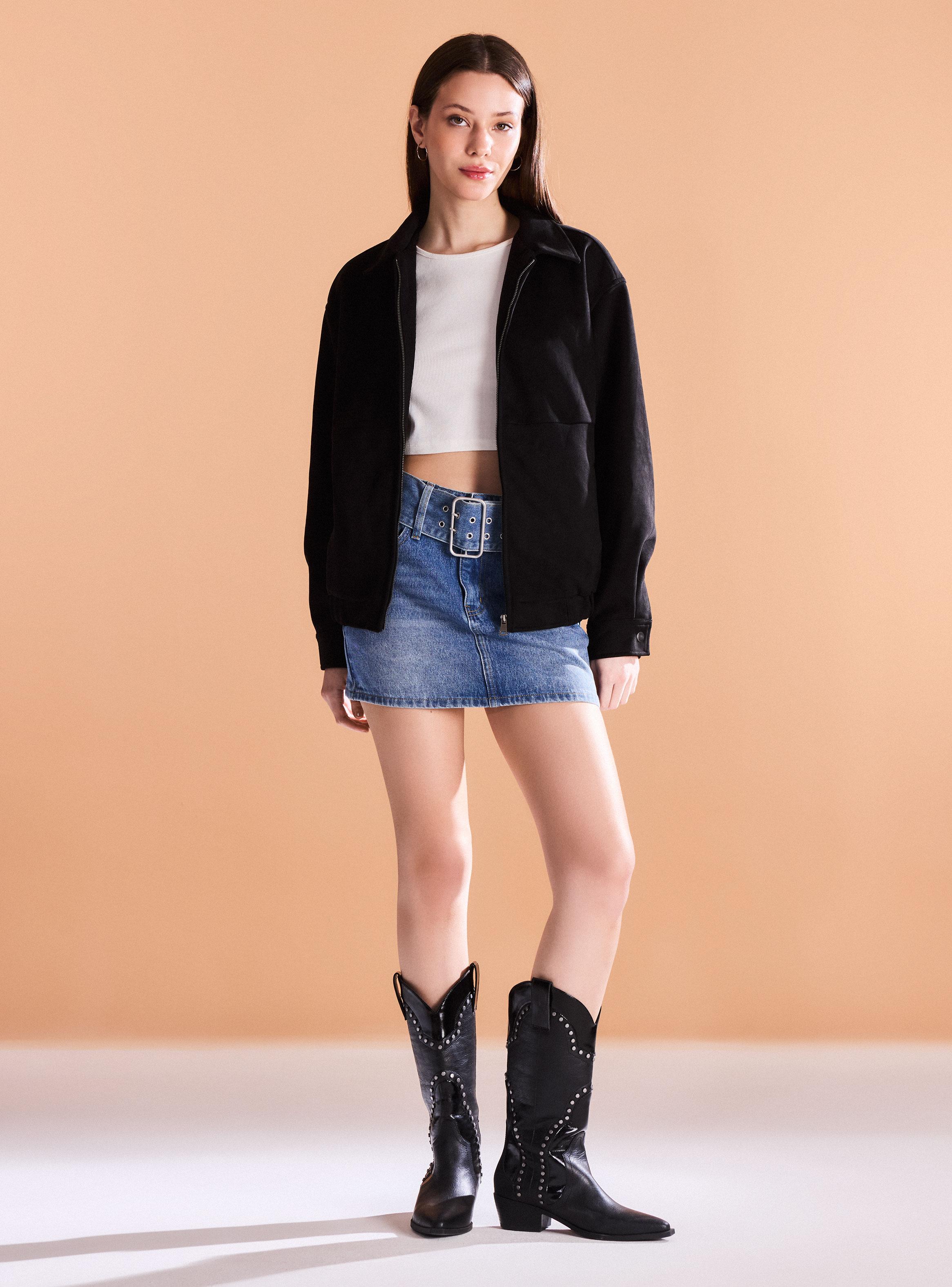 Chaqueta Bomber Look Gamuza-4