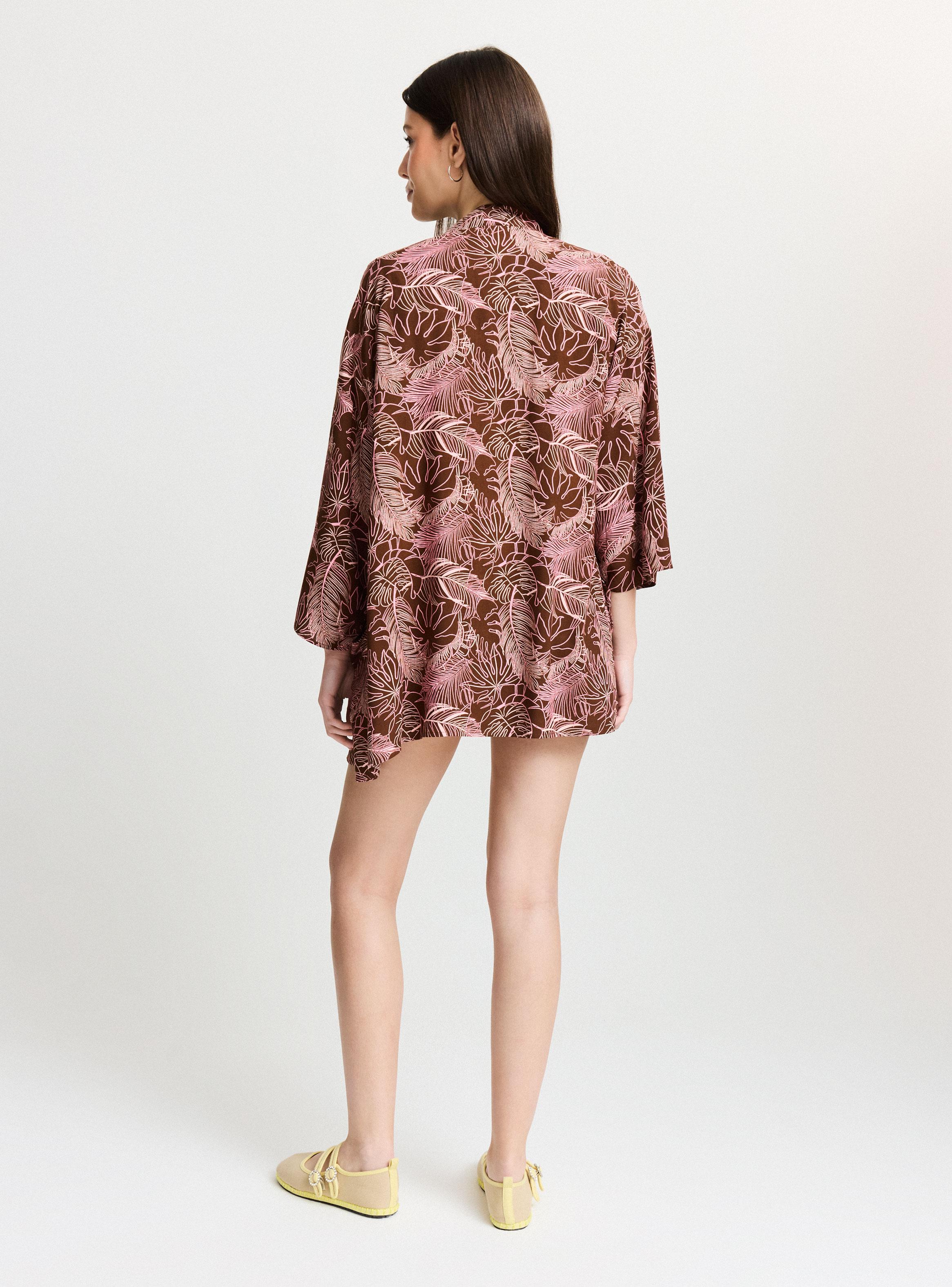 Blusa Tipo Kimono Abierto con Manga 3/4-5