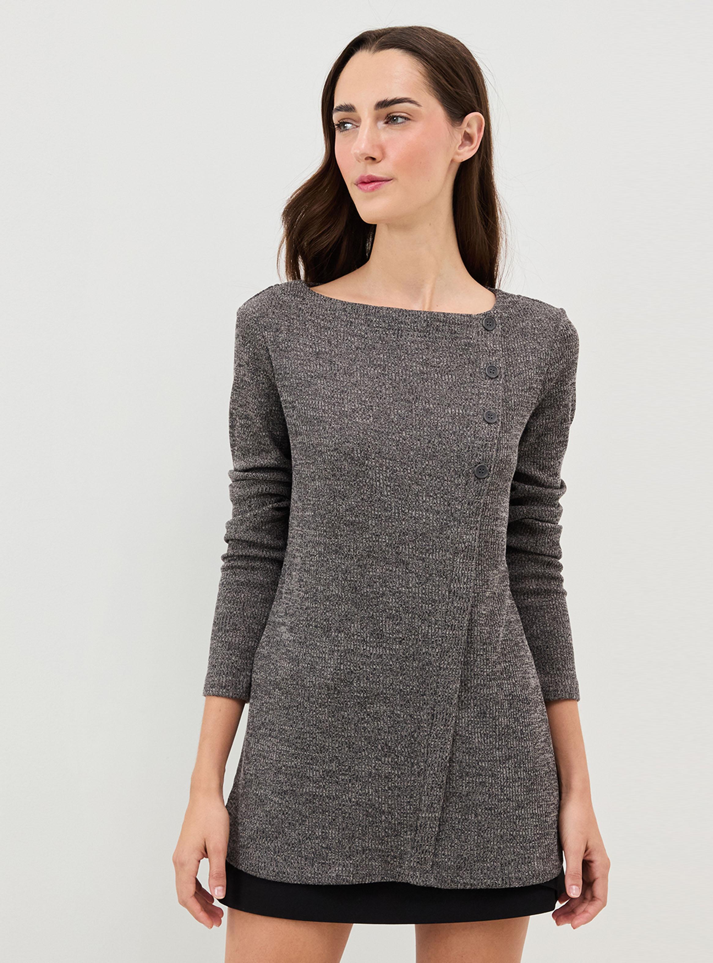 Polera Lisa Manga Larga con Botón Cruce-0