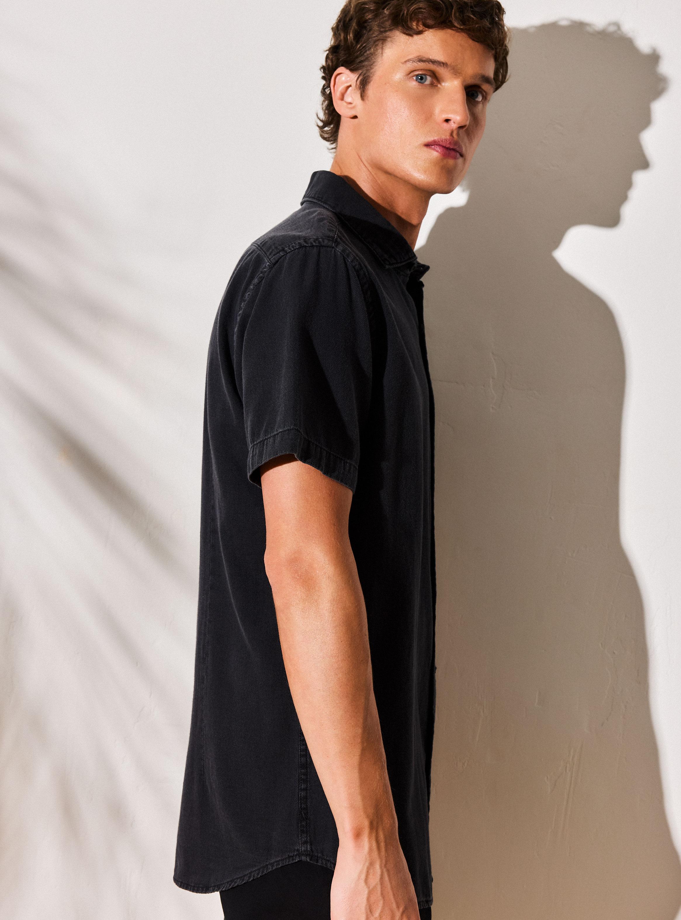 Camisa Denim Manga Corta Dobby-3