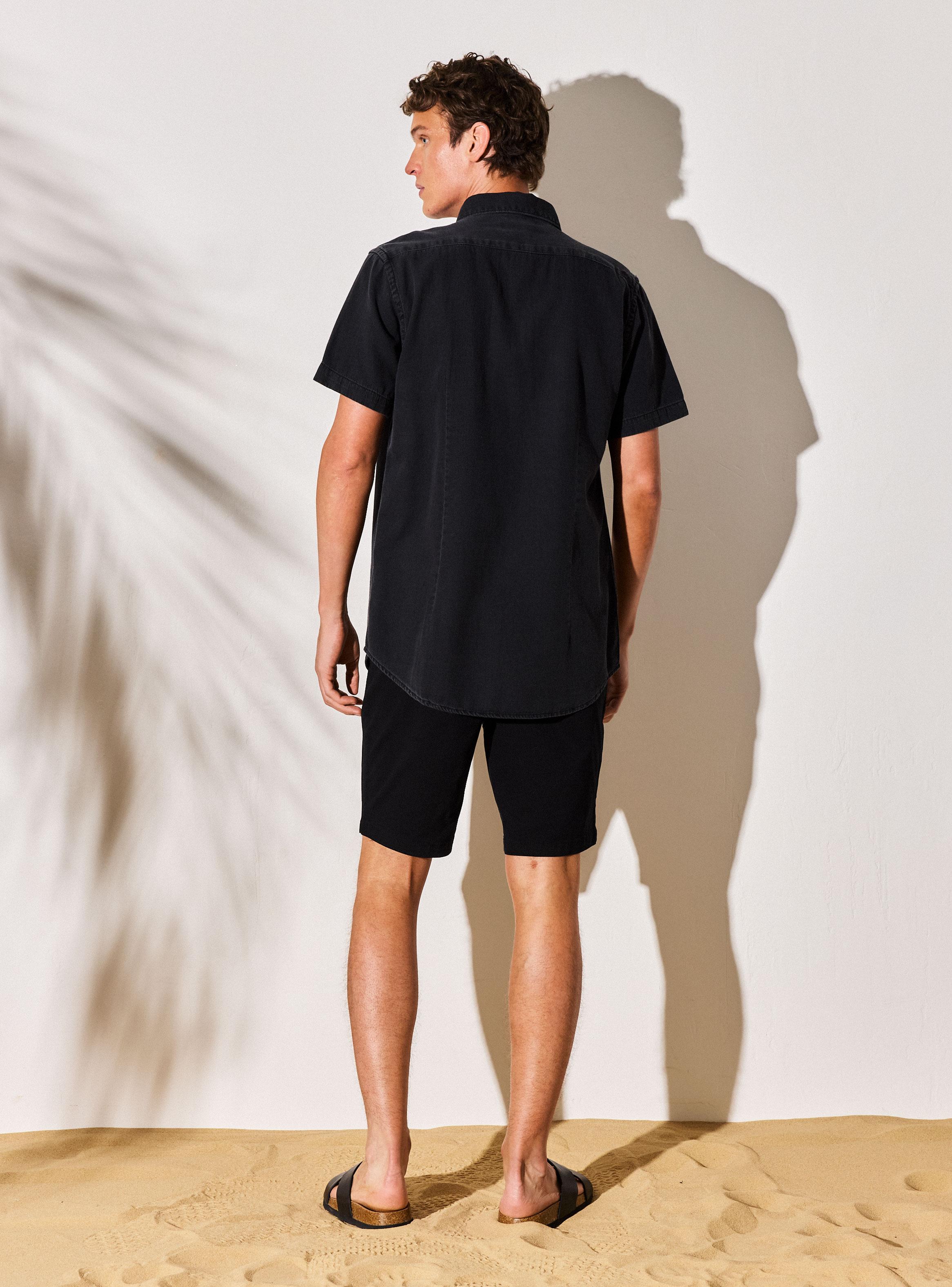 Camisa Denim Manga Corta Dobby-5