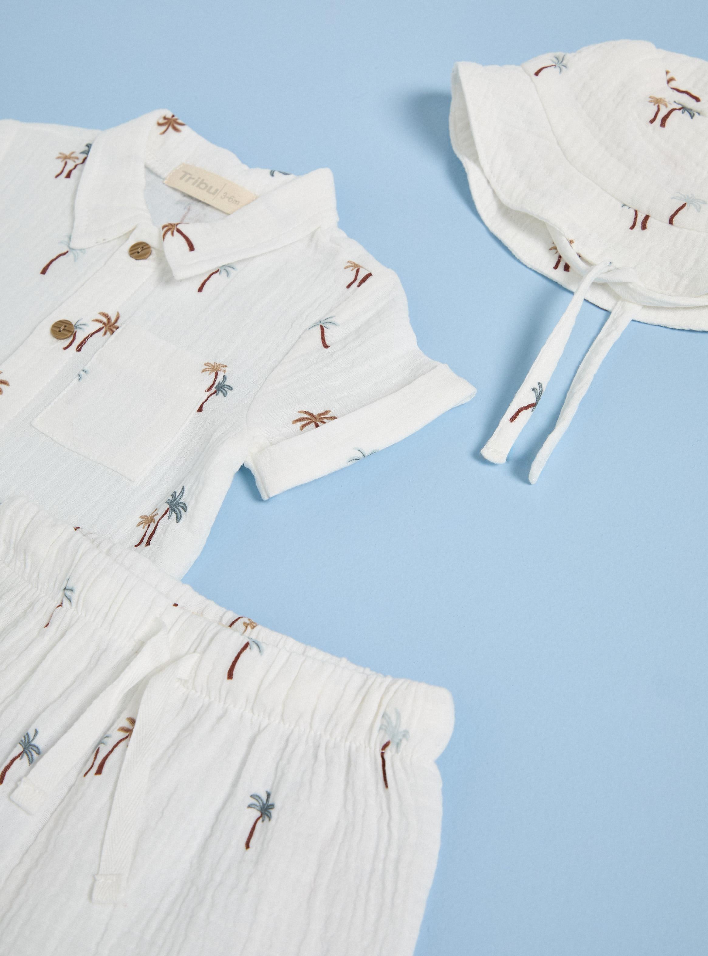 Conjunto de 3 Piezas de Camisa, Short y Gorro Estampados-2