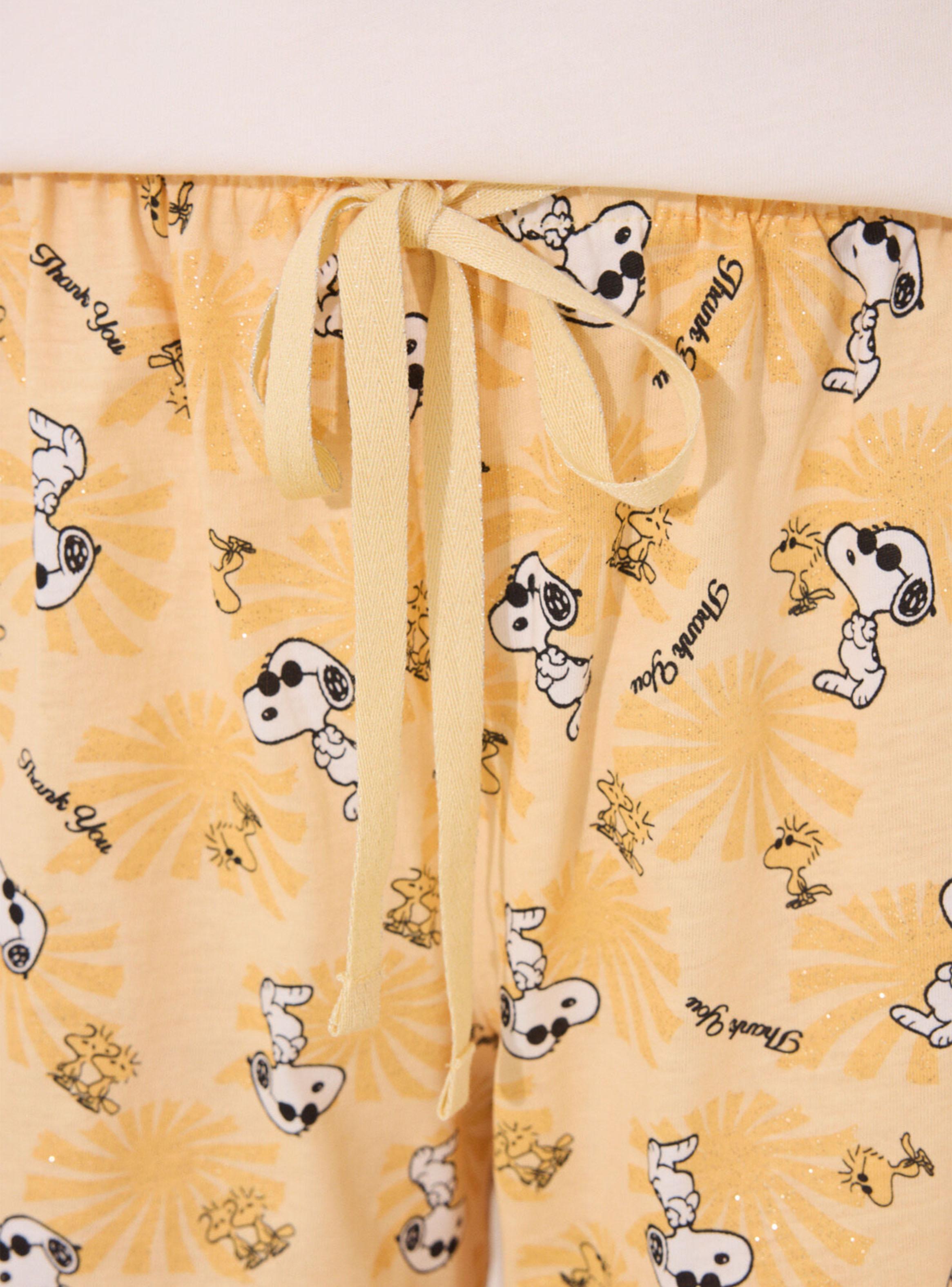 Pijama Corto Algodón Snoopy Marfil-5