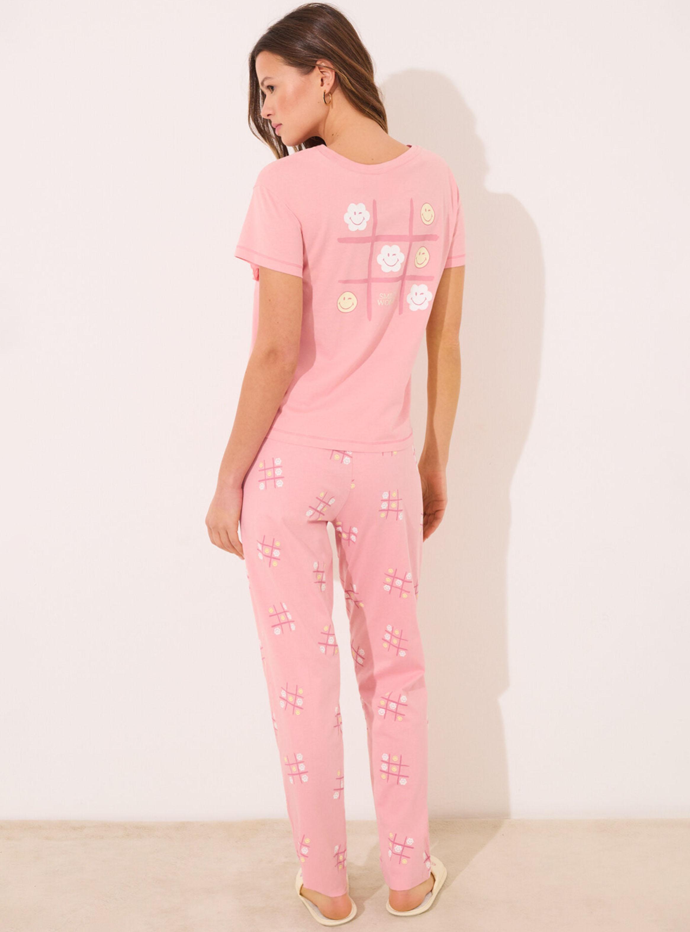 Pijama Algodón Rosa Smiley-1