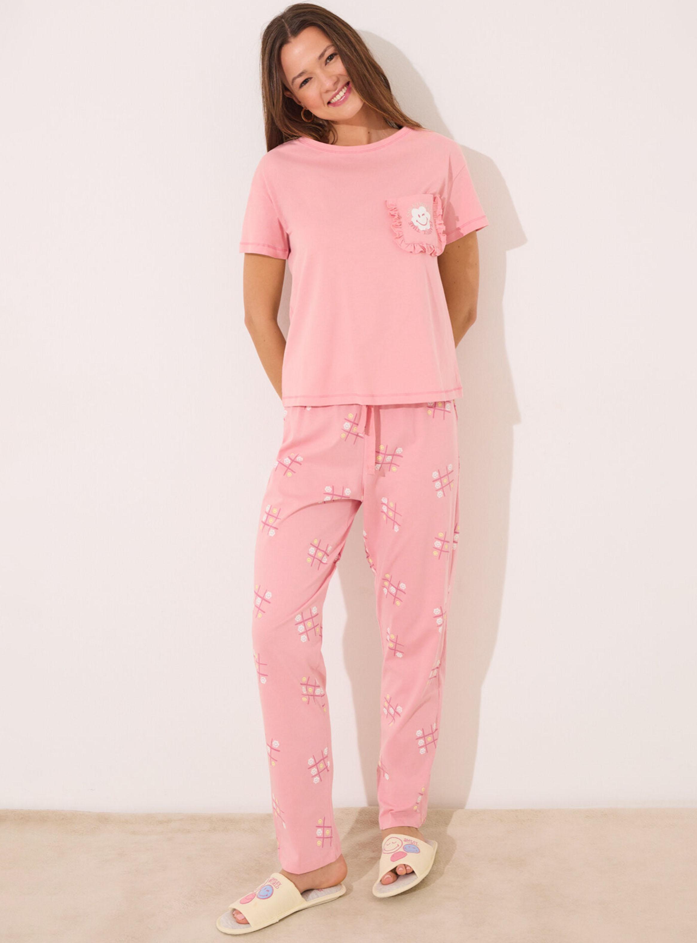 Pijama Algodón Rosa Smiley-0