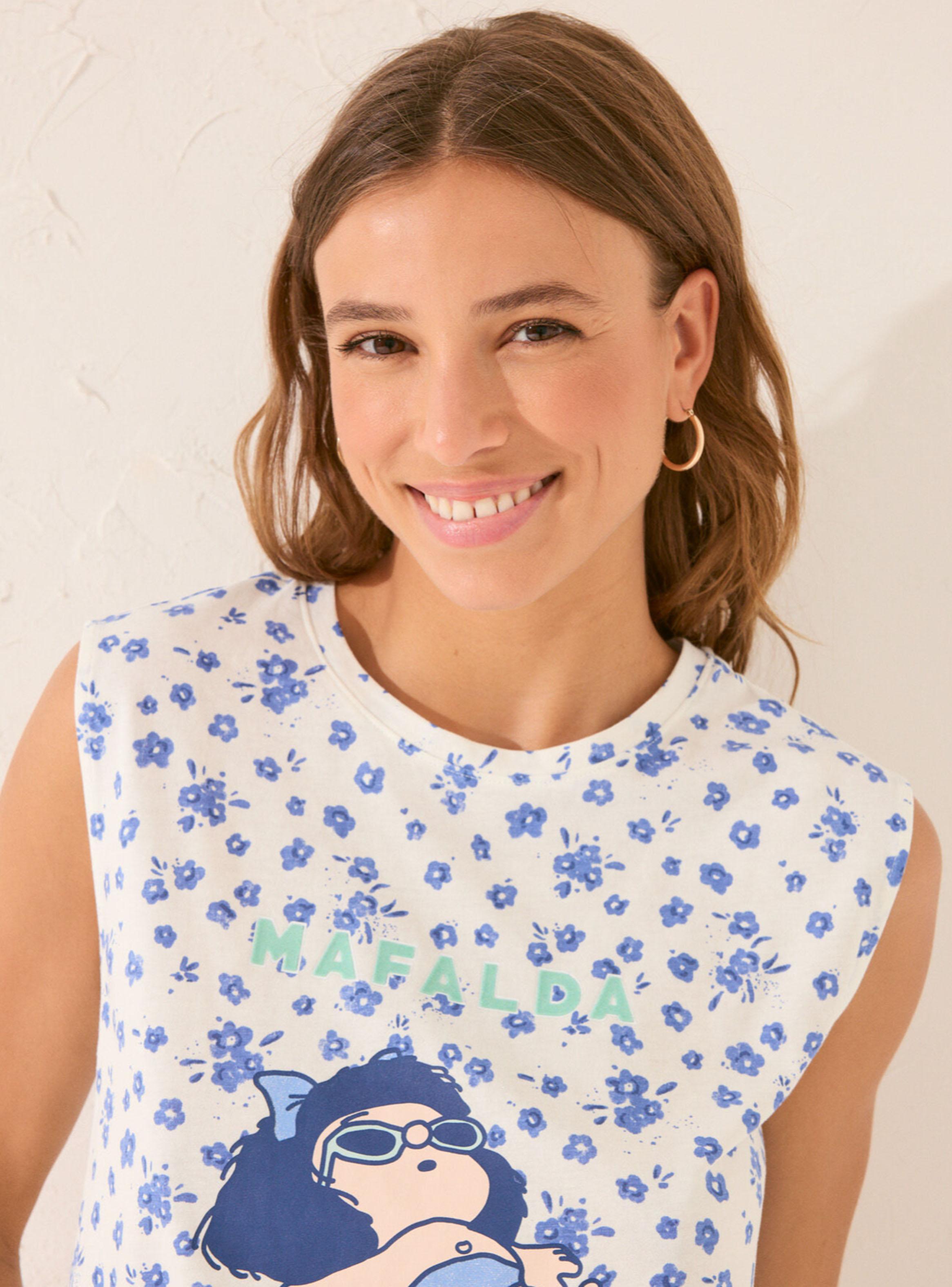 Pijama Corto Floral Blanco Mafalda-3