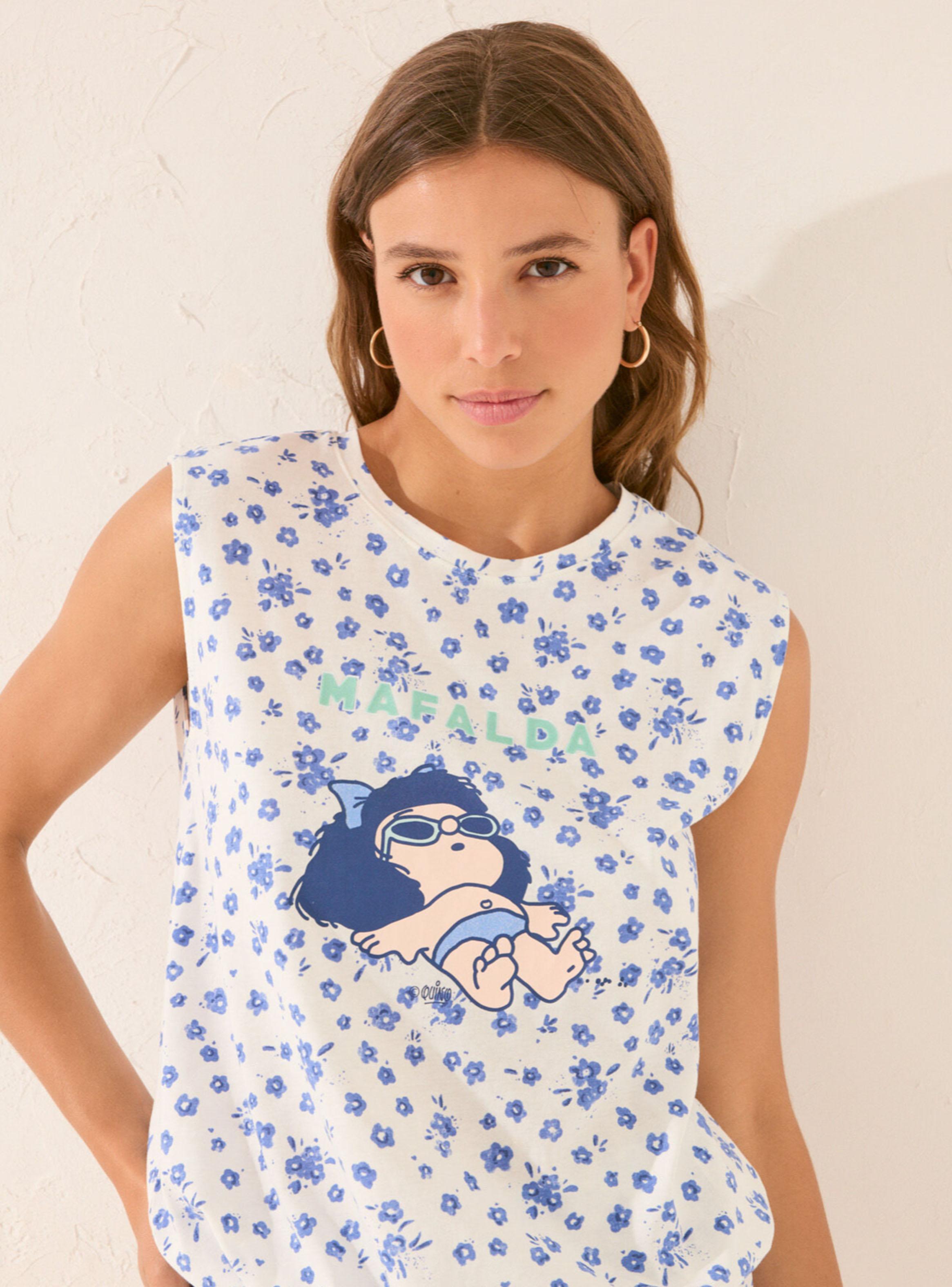 Pijama Corto Floral Blanco Mafalda-2