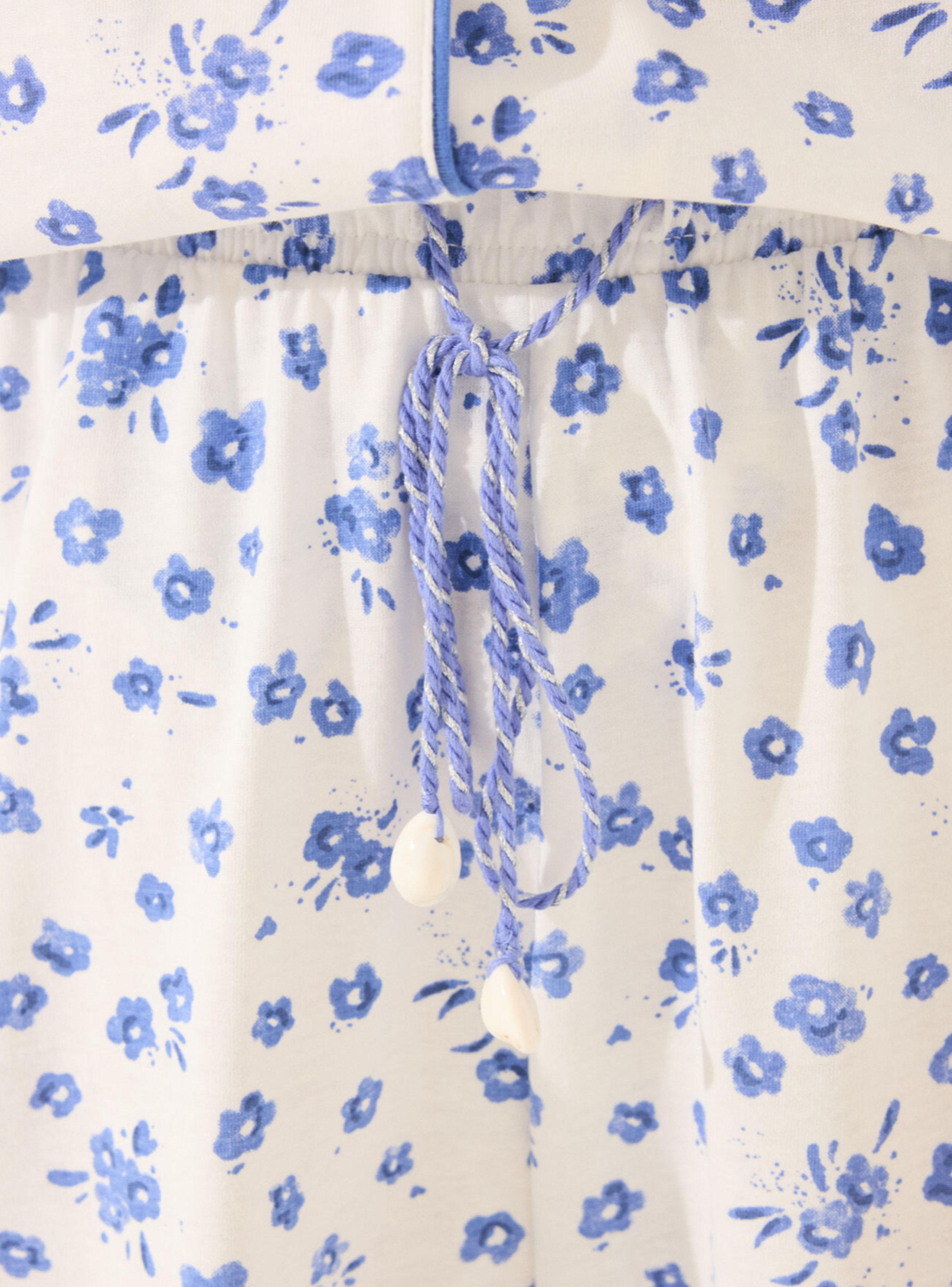 Pijama Camisero Largo Floral Bla-4