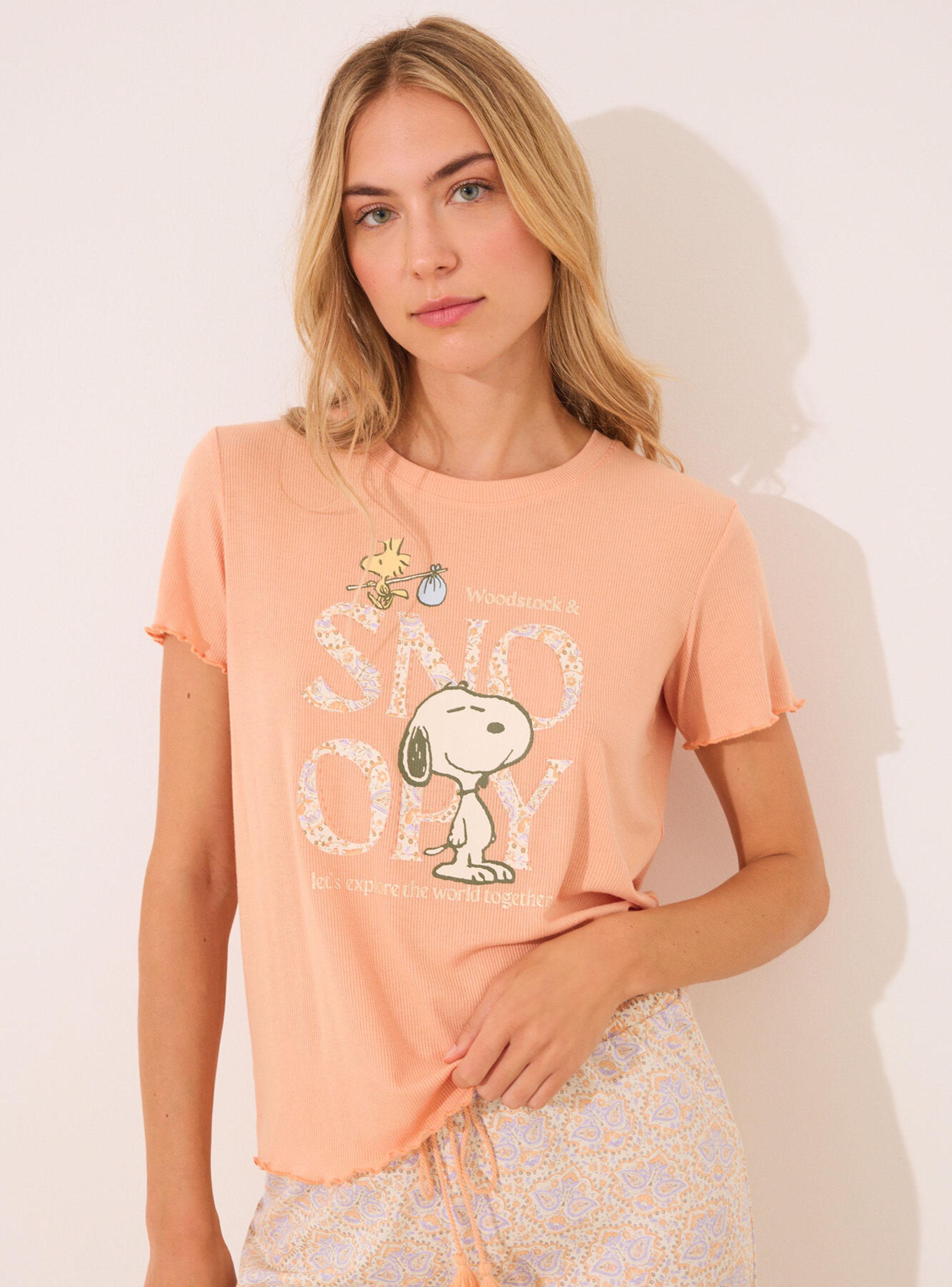 Pijama Largo Snoopy Naranja-2