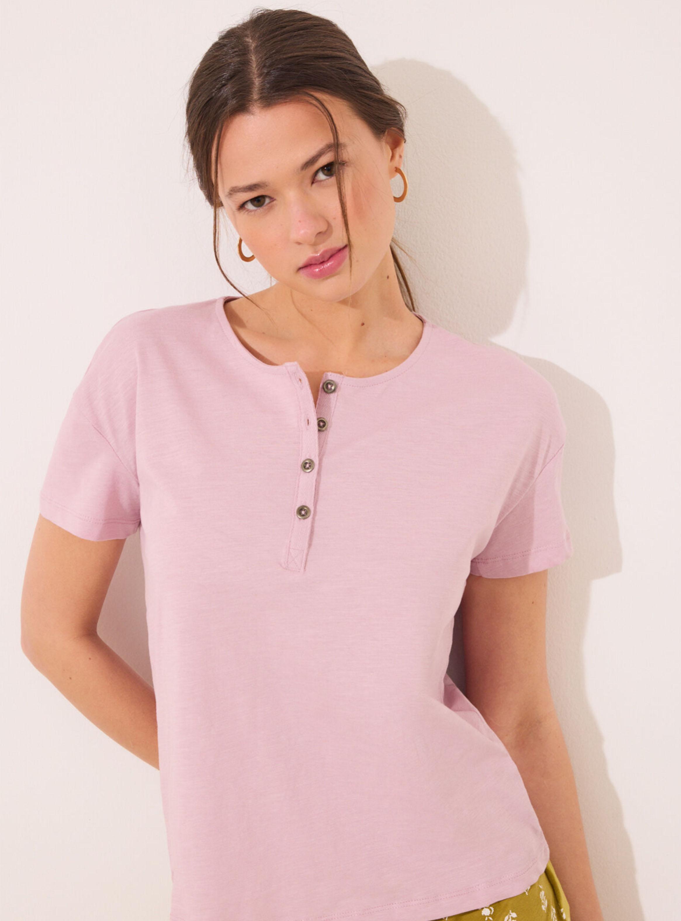 Polera Lisa Manga Corta Algodón Rosa-2