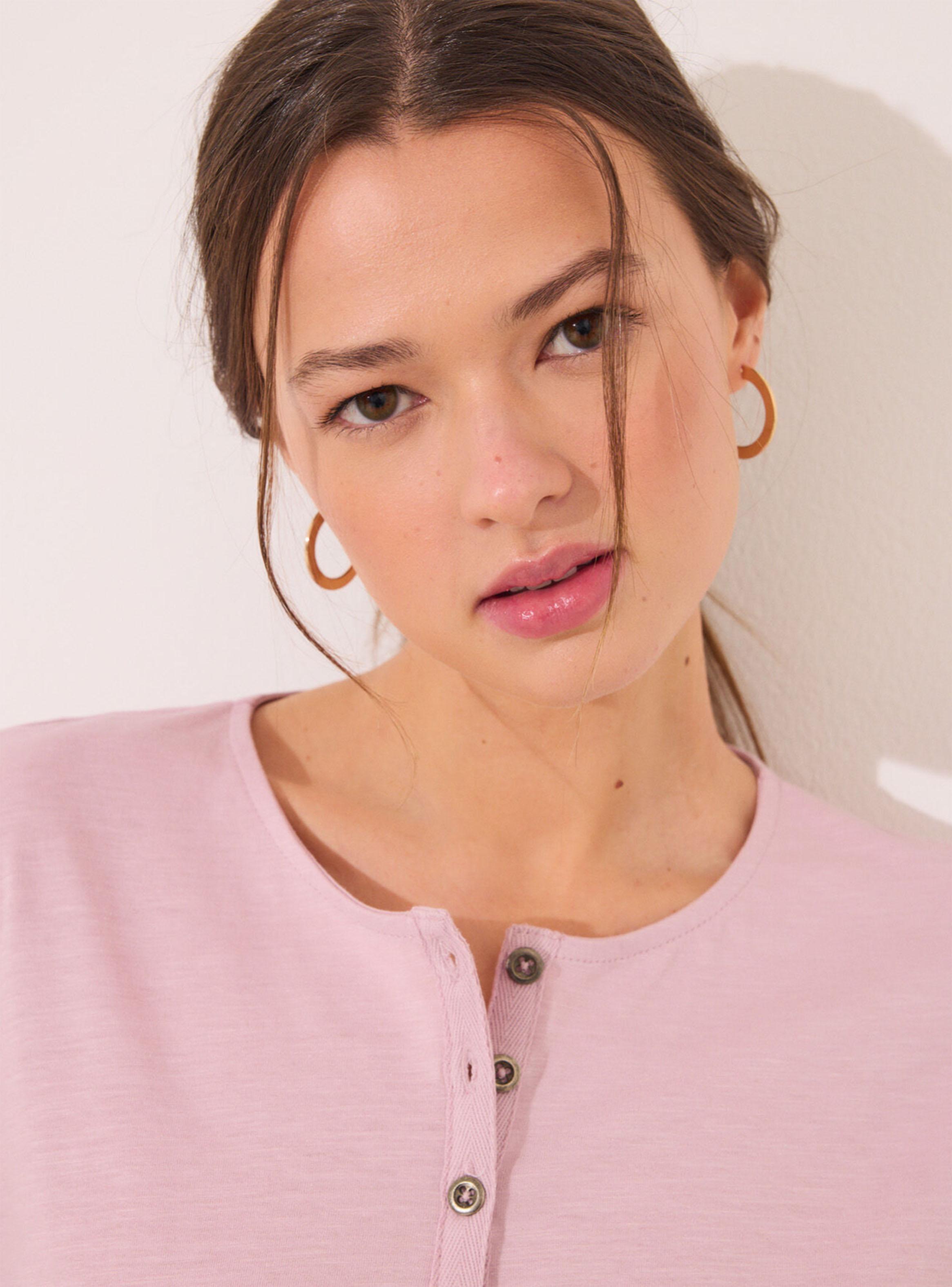 Polera Lisa Manga Corta Algodón Rosa-3