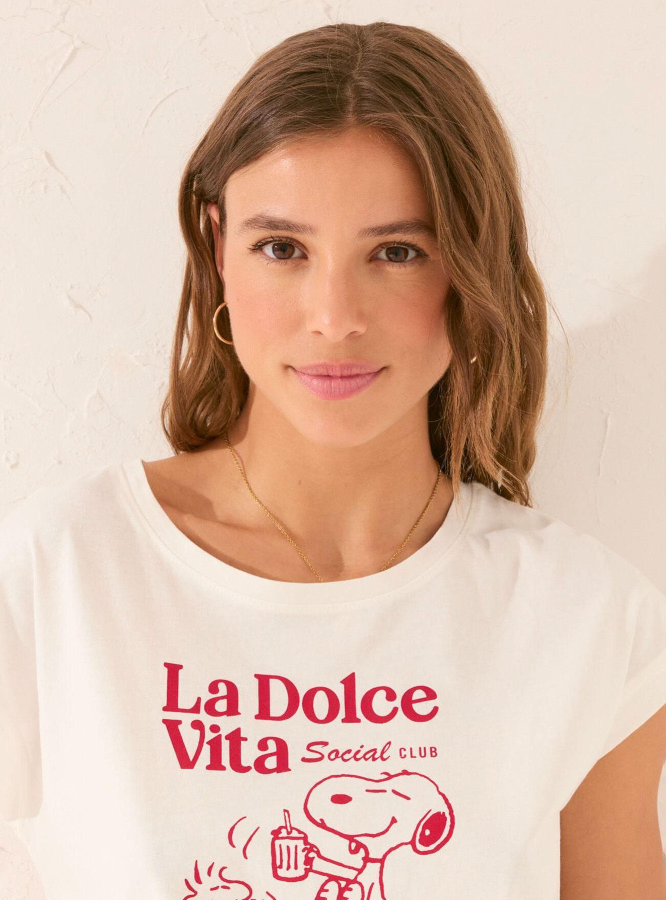 Polera Manga Corta Algodón Blanco Snoopy-3