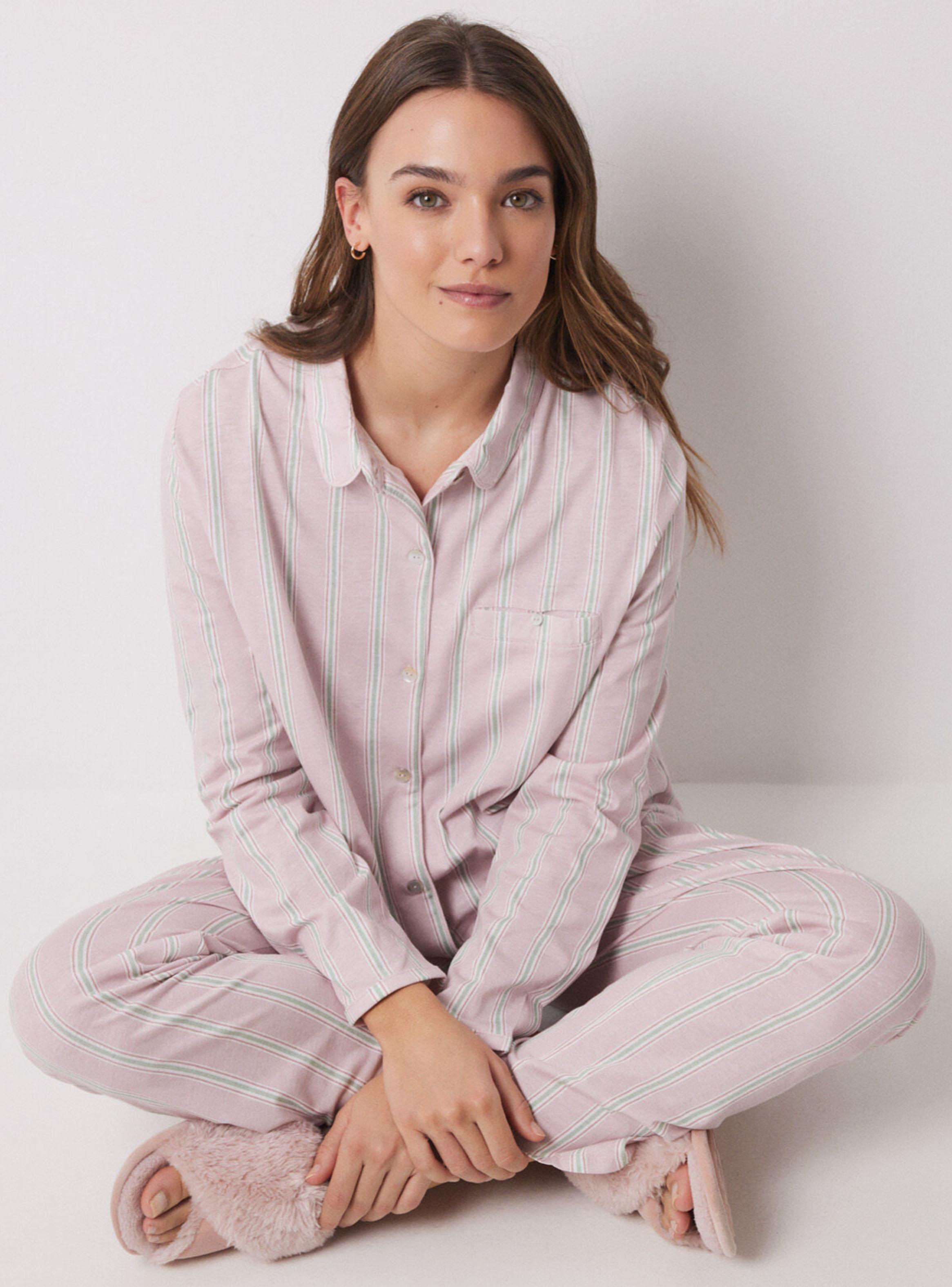 Pijama Camisero Largo Algodón Rayas-5