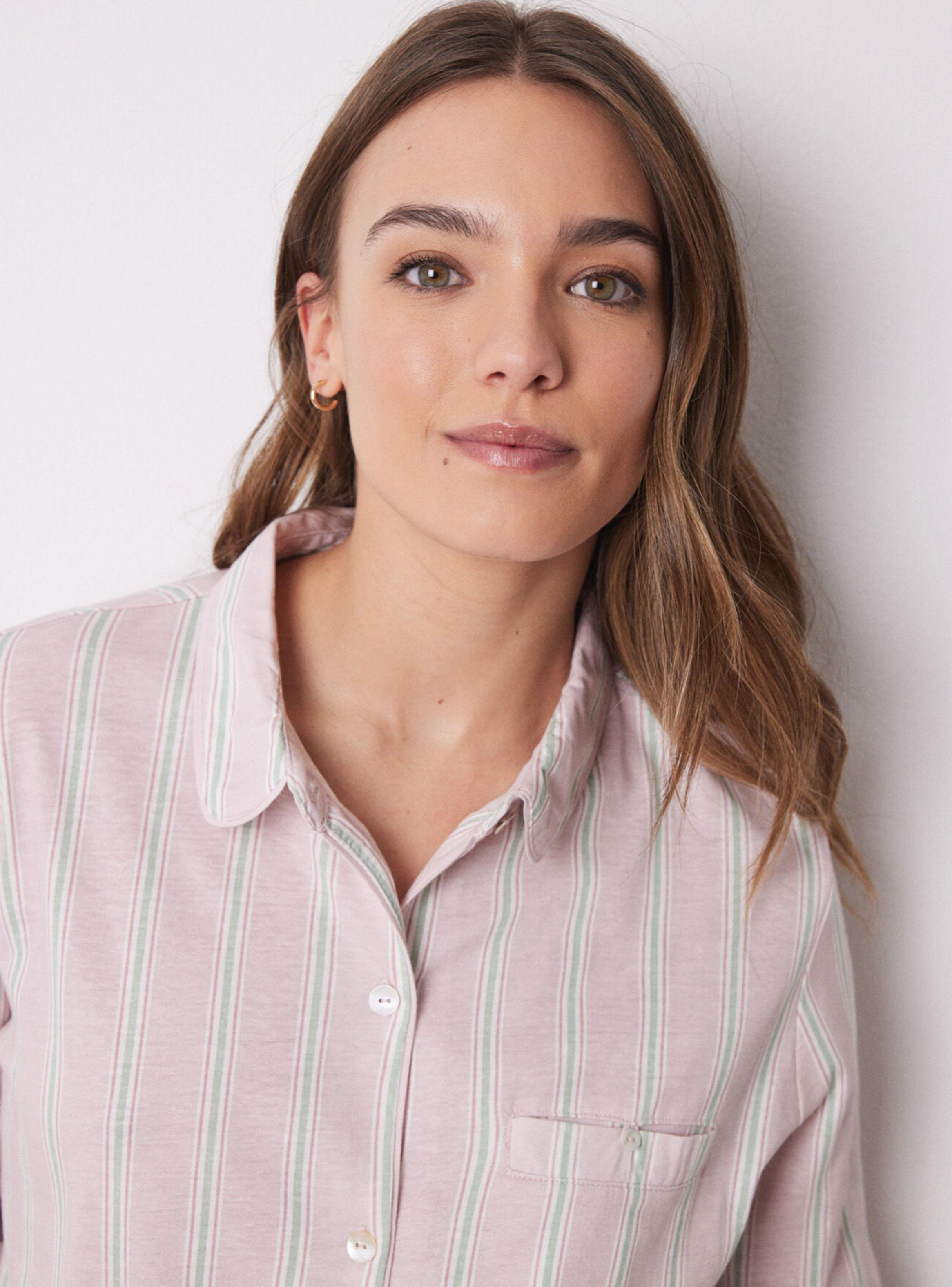 Pijama Camisero Largo Algodón Rayas-3