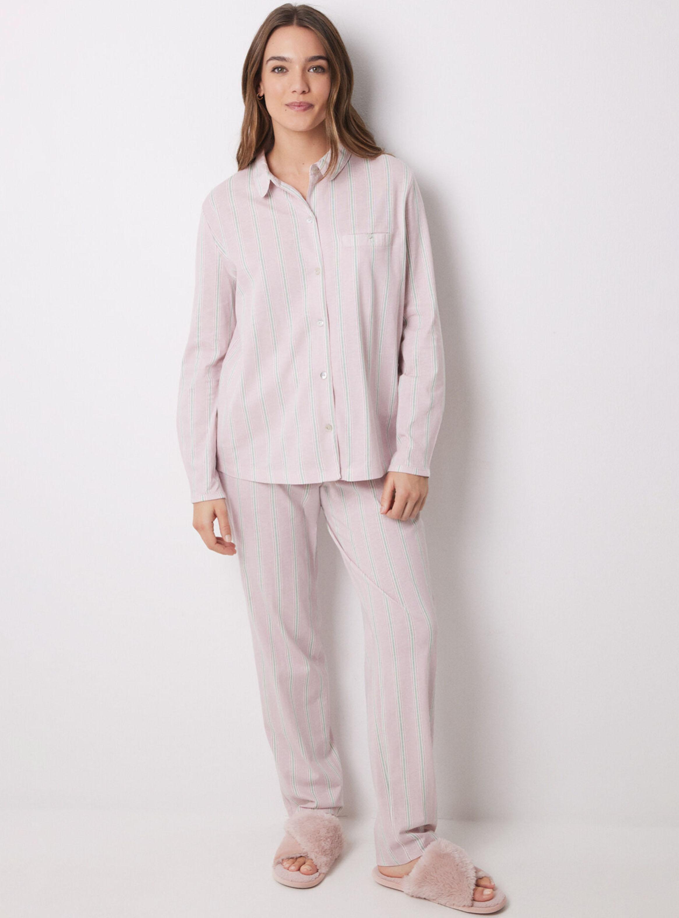 Pijama Camisero Largo Algodón Rayas-0
