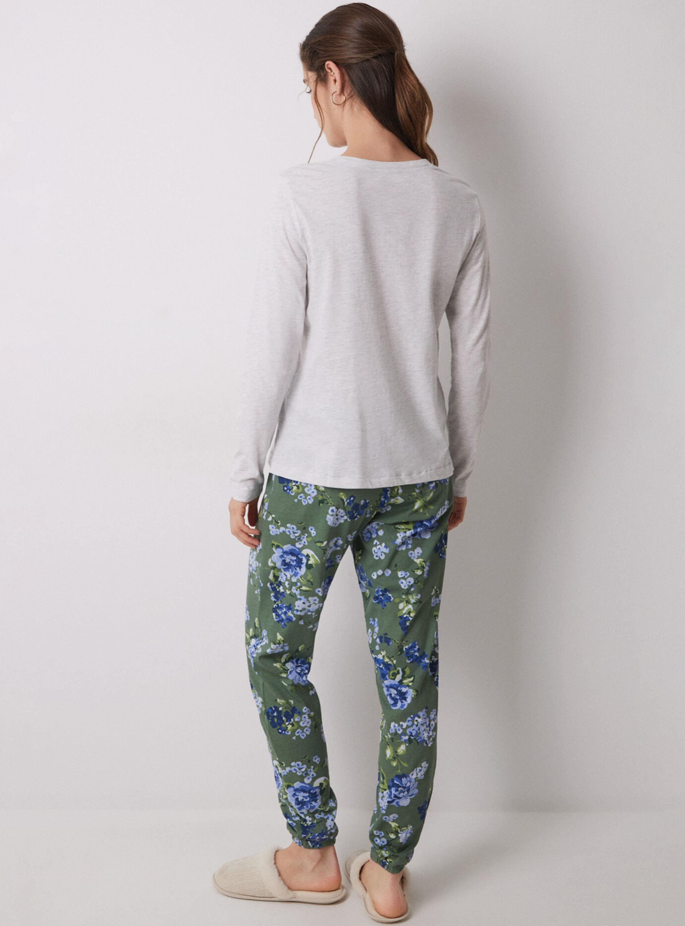 Pijama Largo Algodón Estampado Flores-1