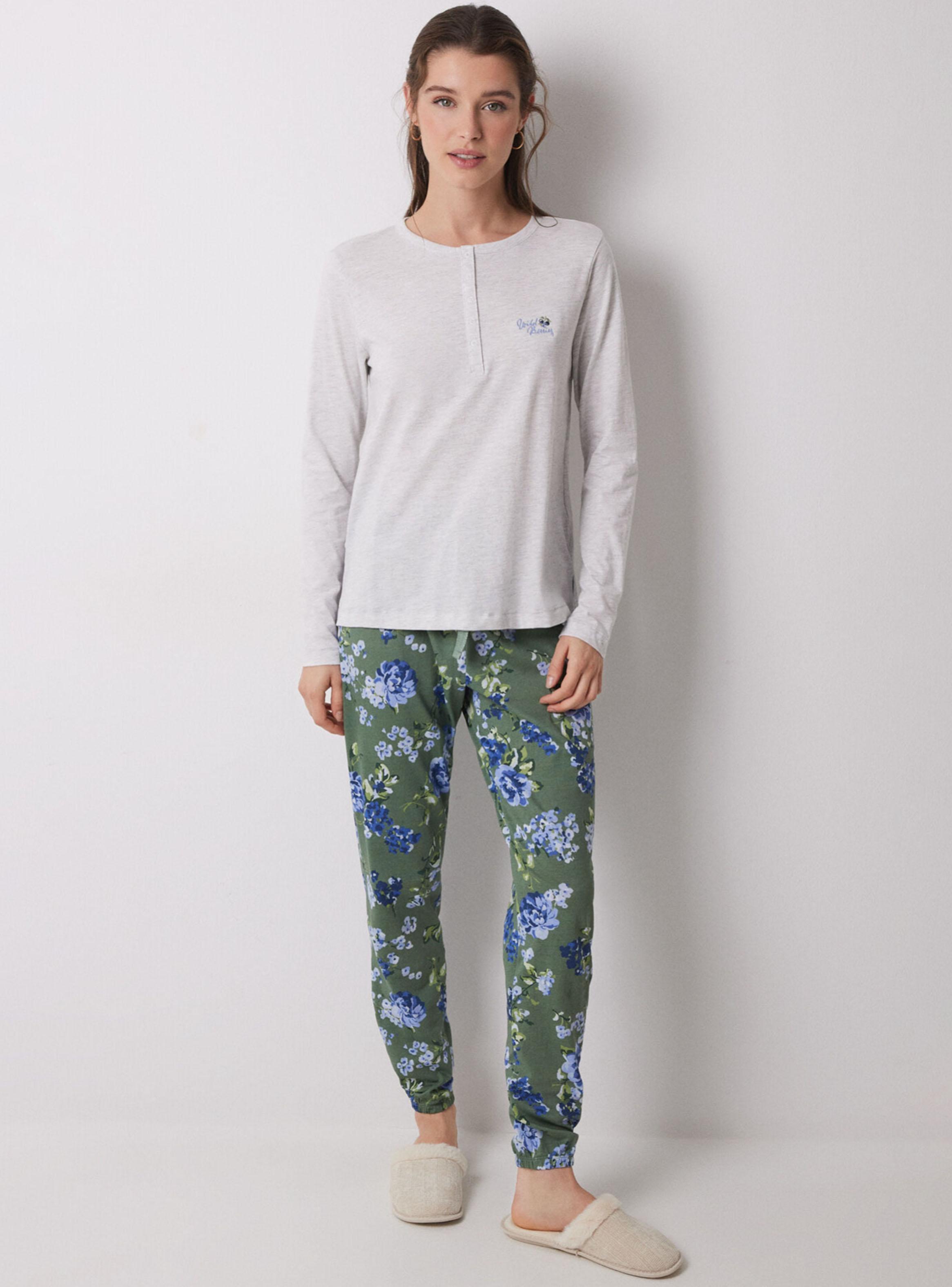 Pijama Largo Algodón Estampado Flores-0