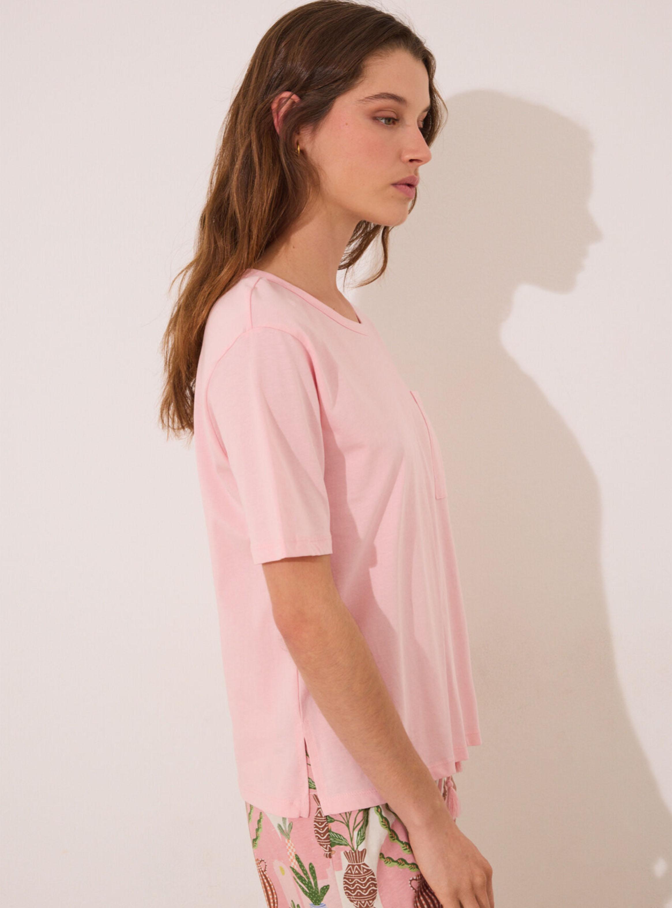 Pijama Capri Algodón Rosa Macetas-3