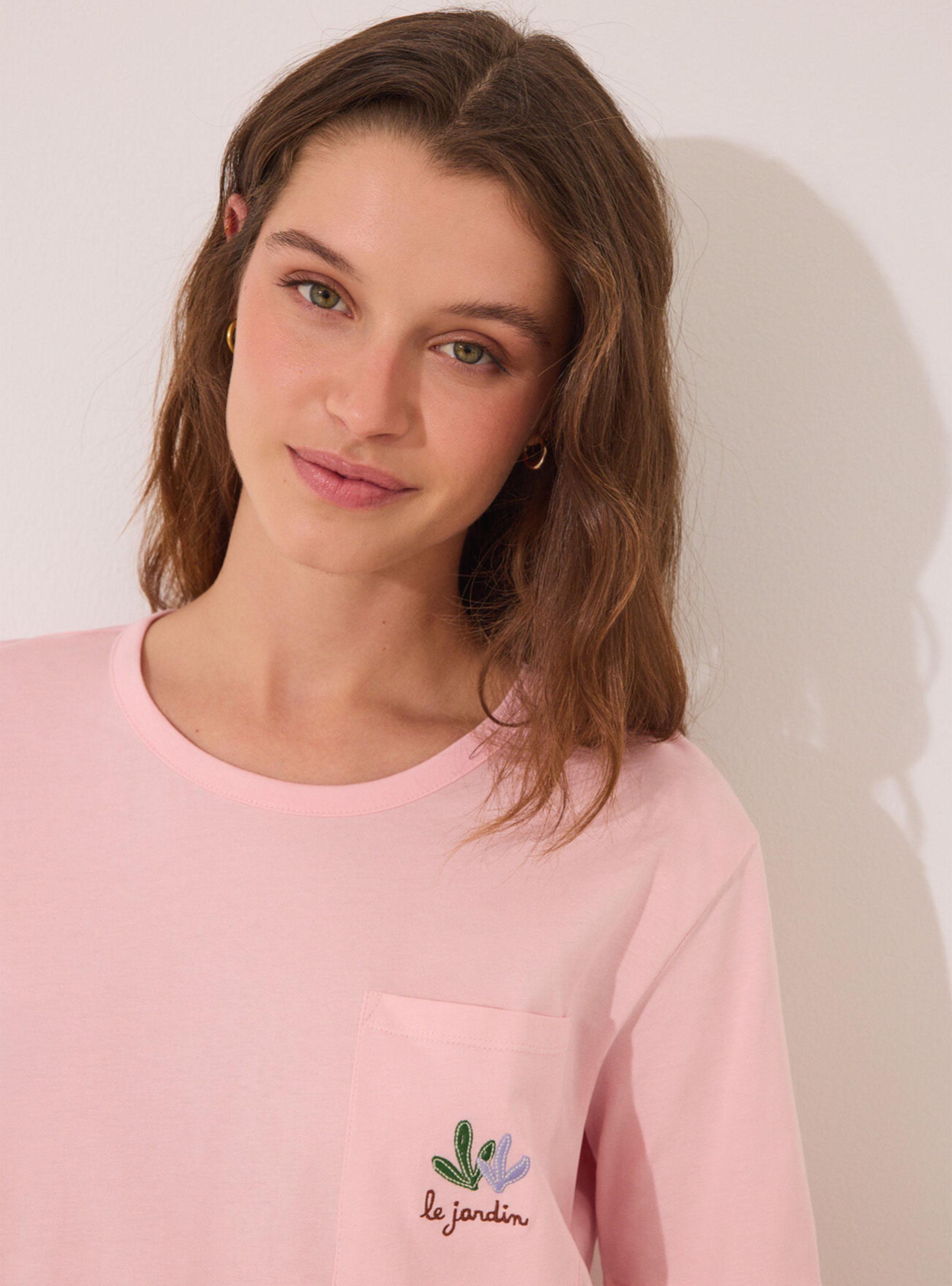 Pijama Capri Algodón Rosa Macetas-4