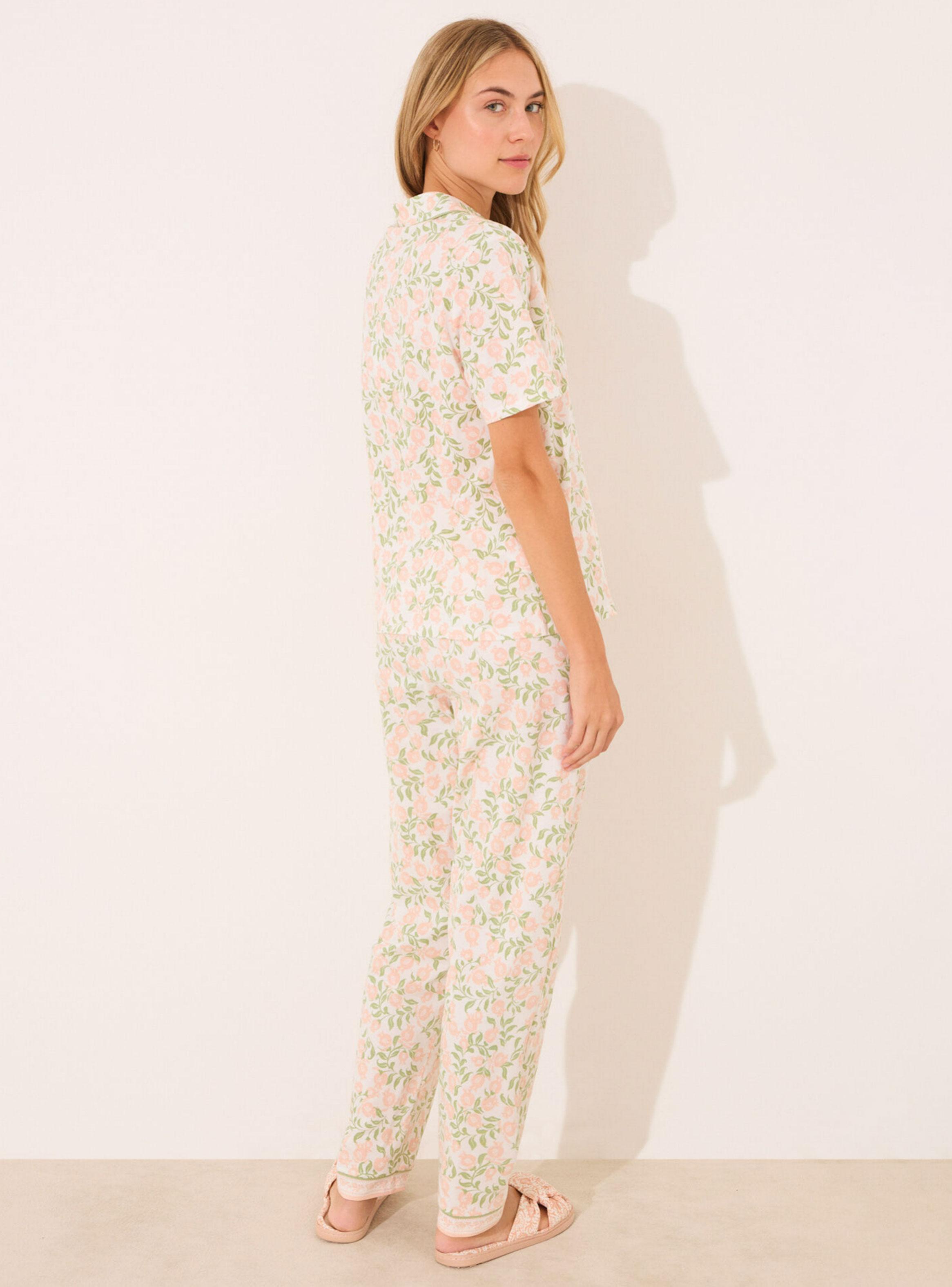 Pijama Camisero Cuello Solapa Algodón Estampado-1