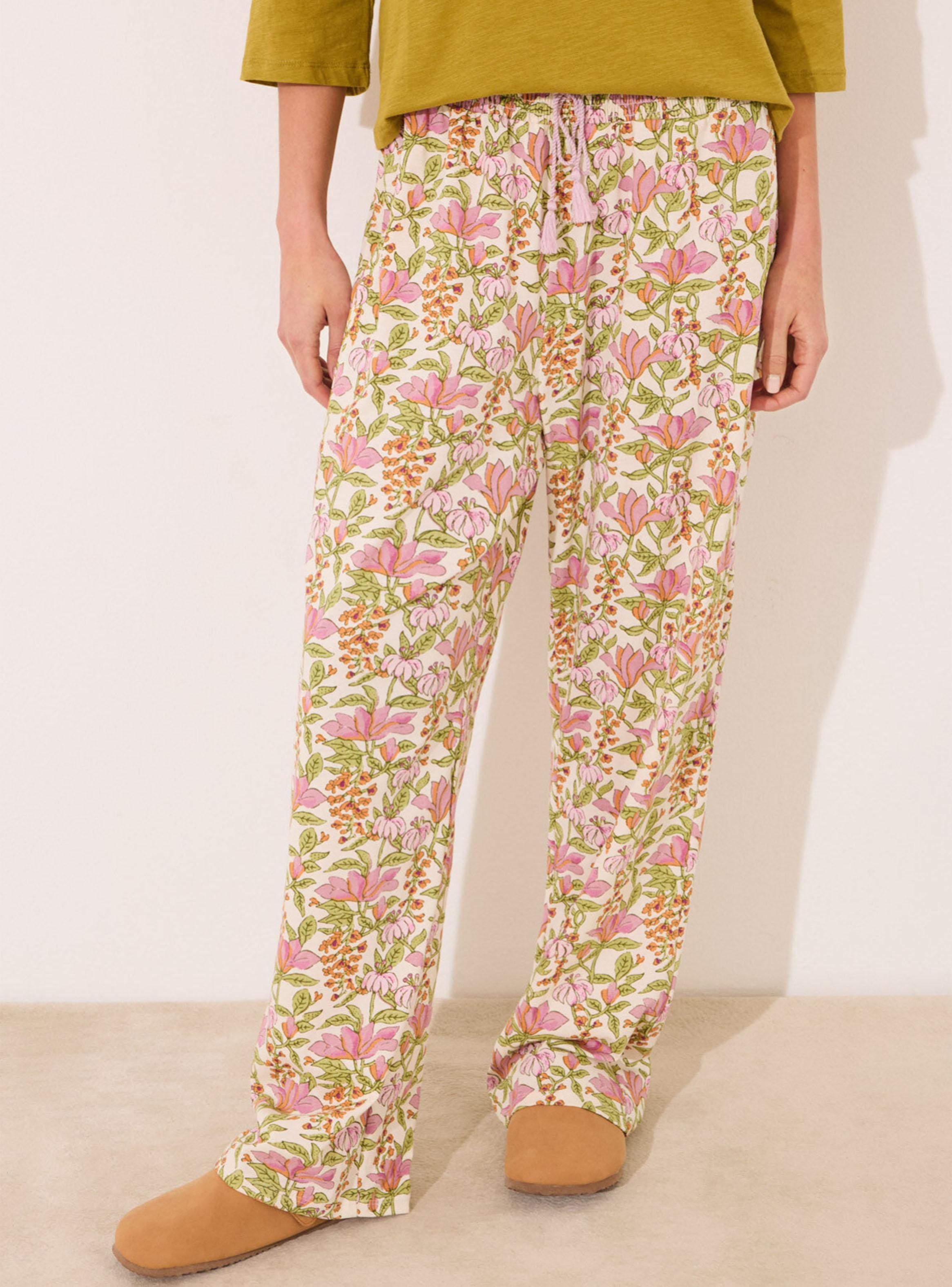 Pantalón Largo Algodón Sólido y Print Fleurs-2