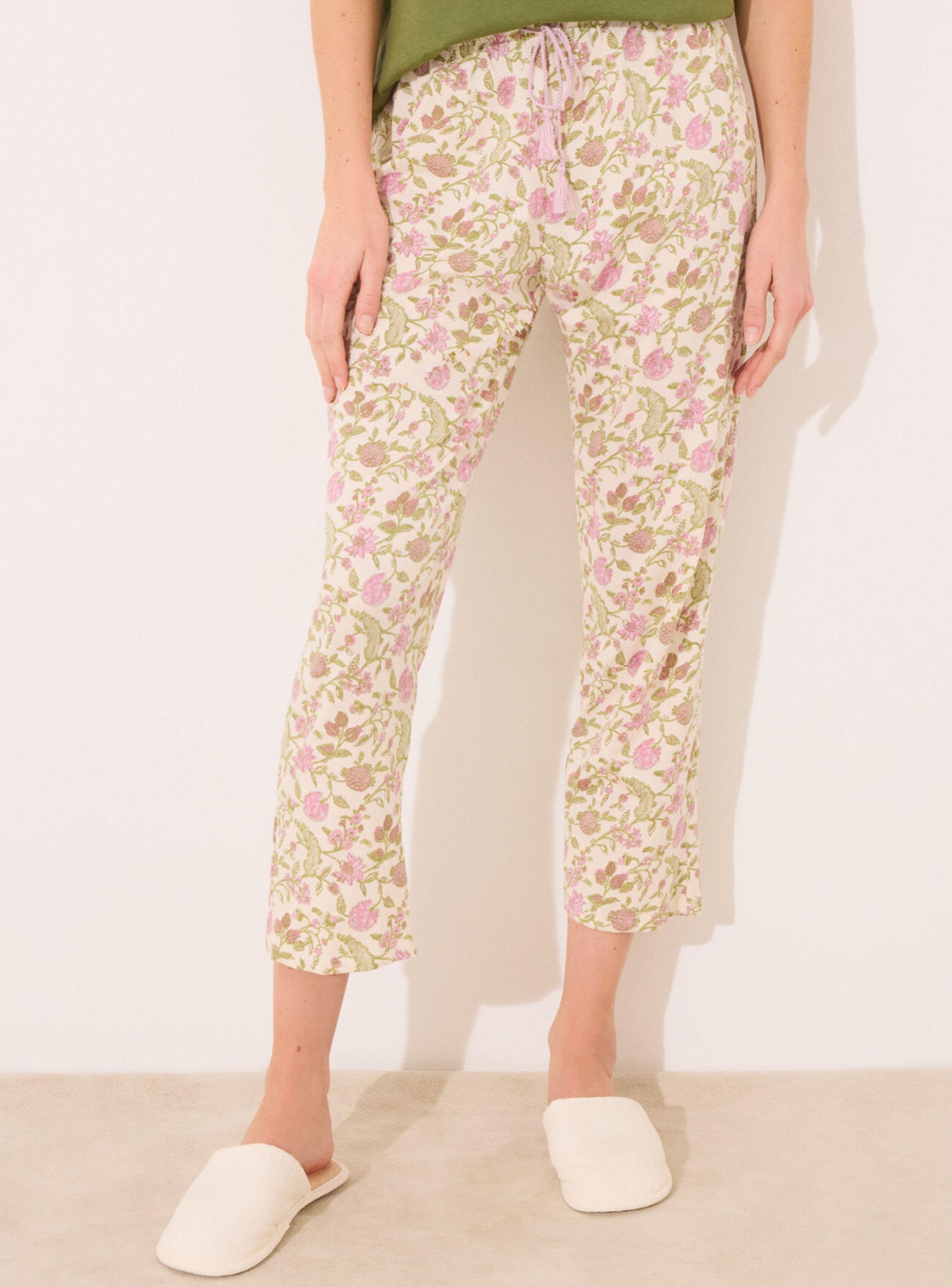 Pantalón Largo Carrot Algodón Flores Color Fleurs-2
